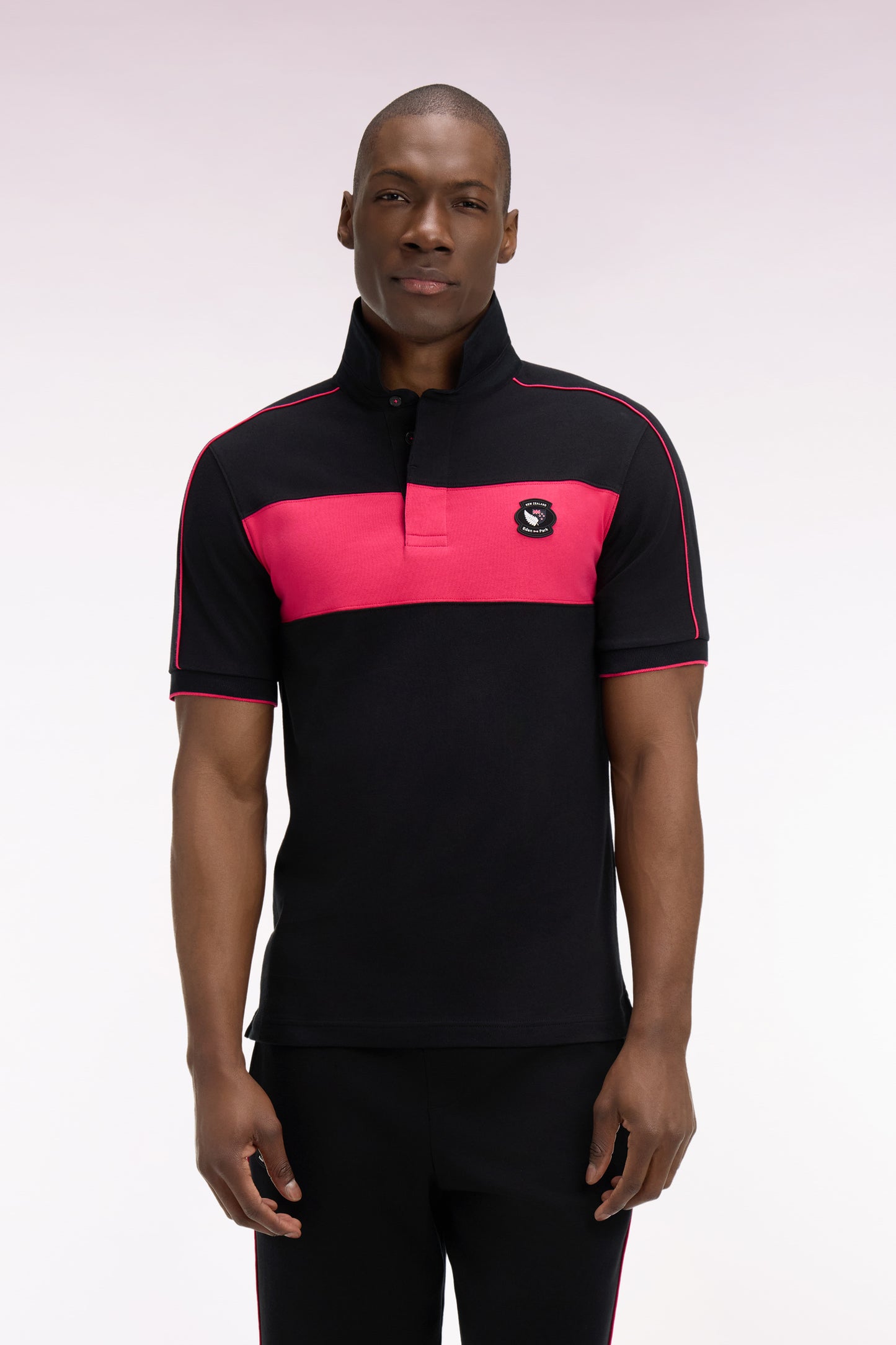 Maillot à manches courtes Nouvelle Zélande en coton noir coupe regular