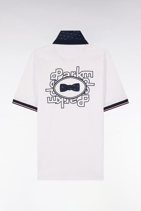 Maillot à manches courtes en coton blanc broderie dos coupe regular - Image 2