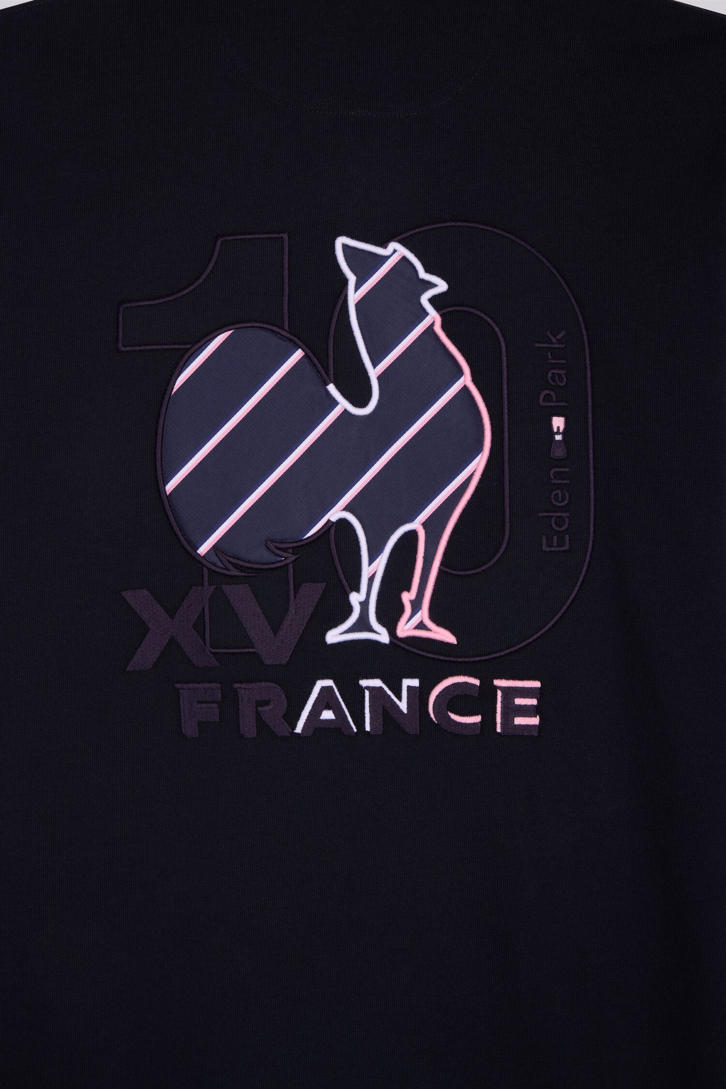 Maillot à manches courtes XV de France en coton gris et marine brodé coupe regular