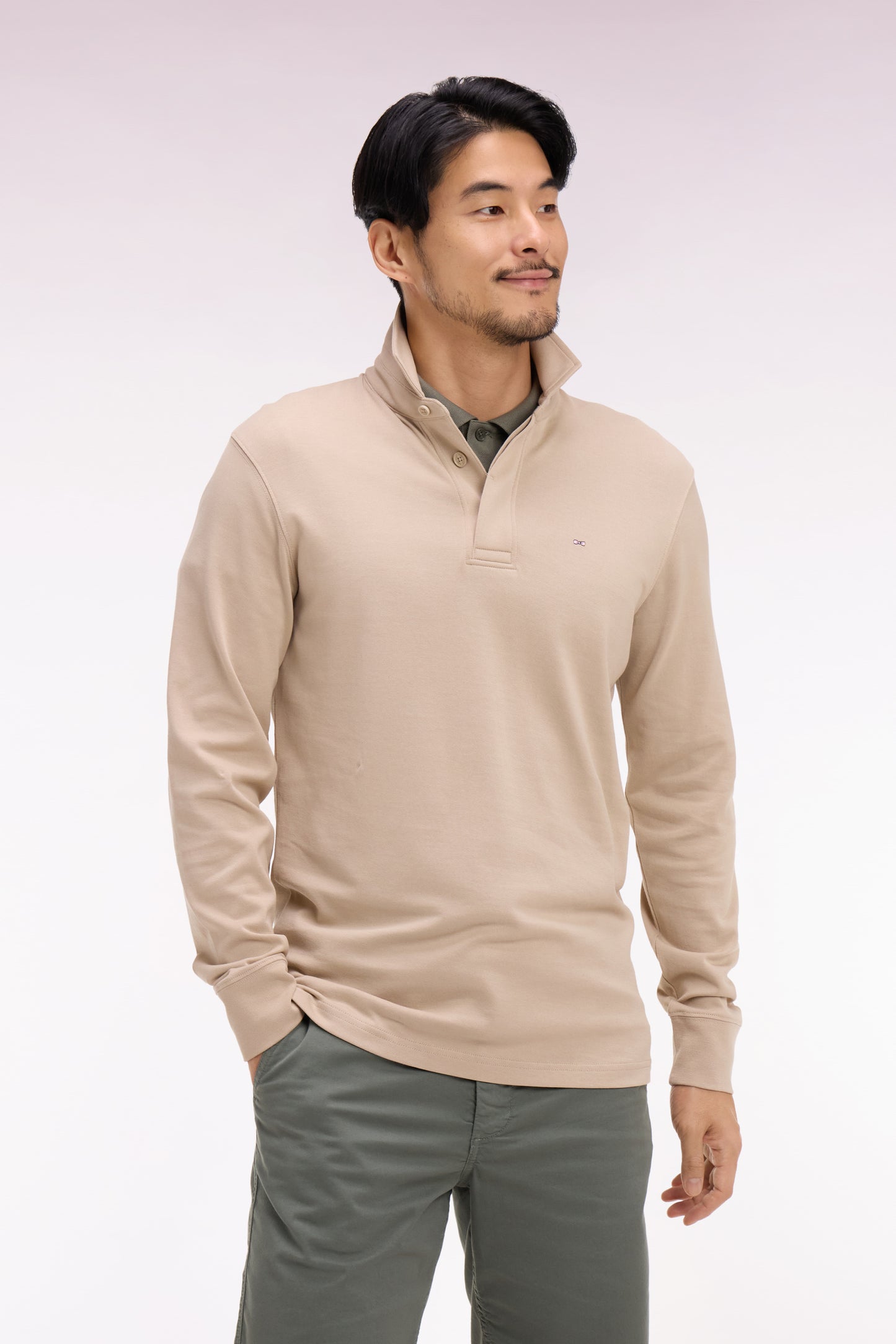 Maillot à manches longues en coton Pima beige