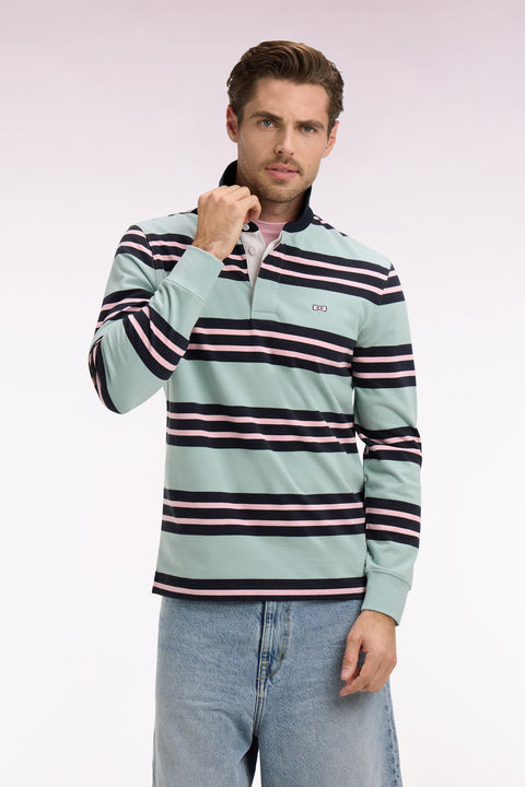 Maillot à manches longues en coton rayé vert d'eau - Image 3