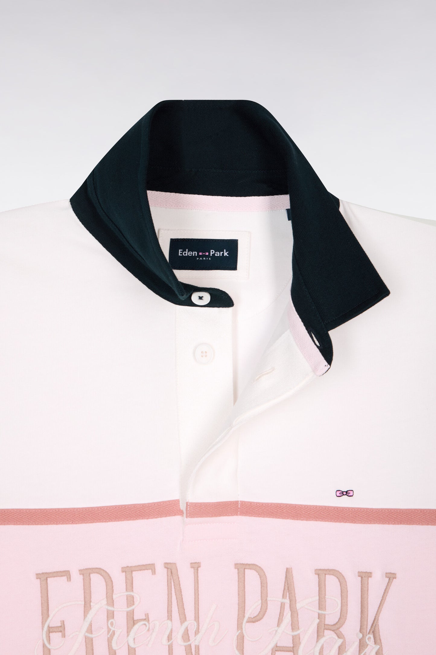 Ecru and pink embroidered long-sleeved jersey
