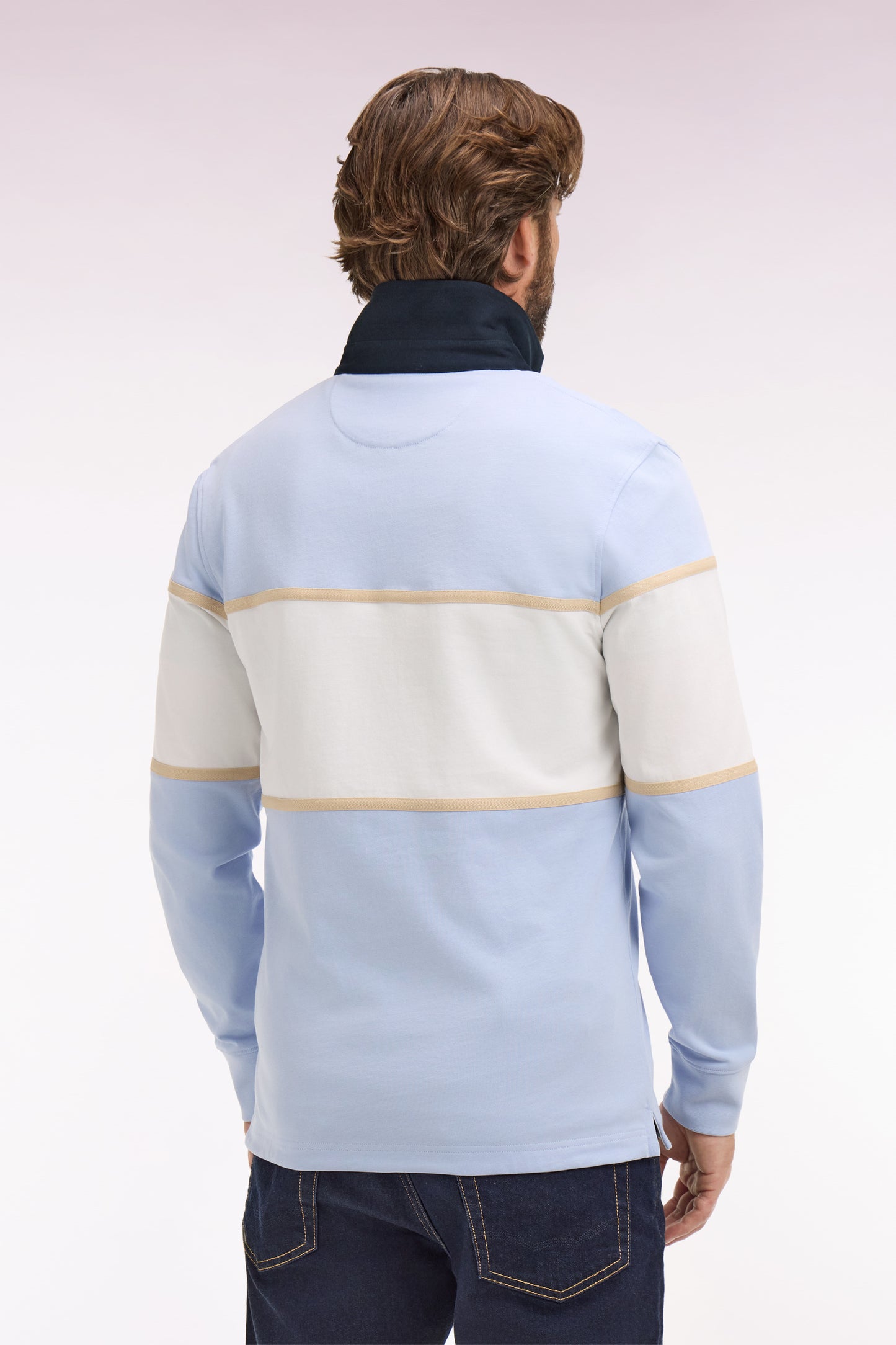 Embroidered sky and ecru long-sleeved jersey