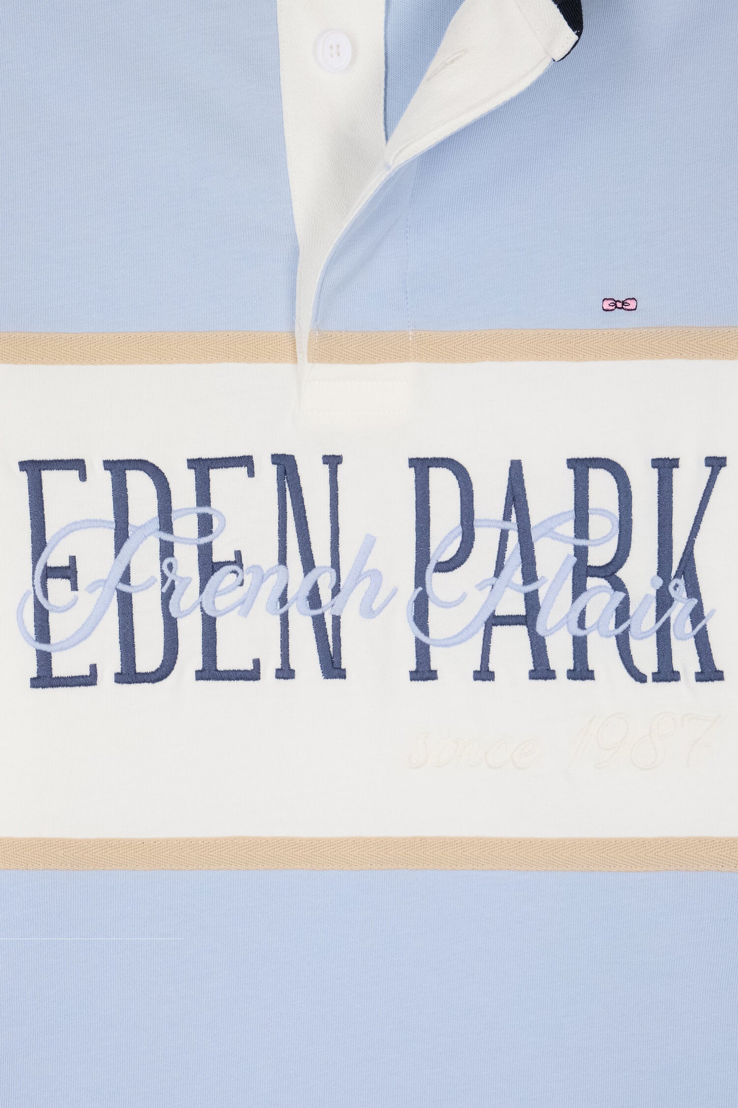 Embroidered sky and ecru long-sleeved jersey