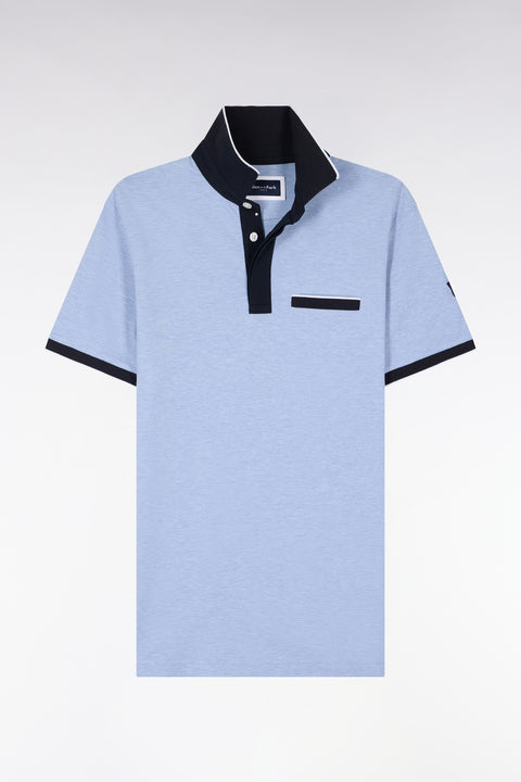 Polo manches courtes en piqué coton stretch ciel coupe slim - Image 2