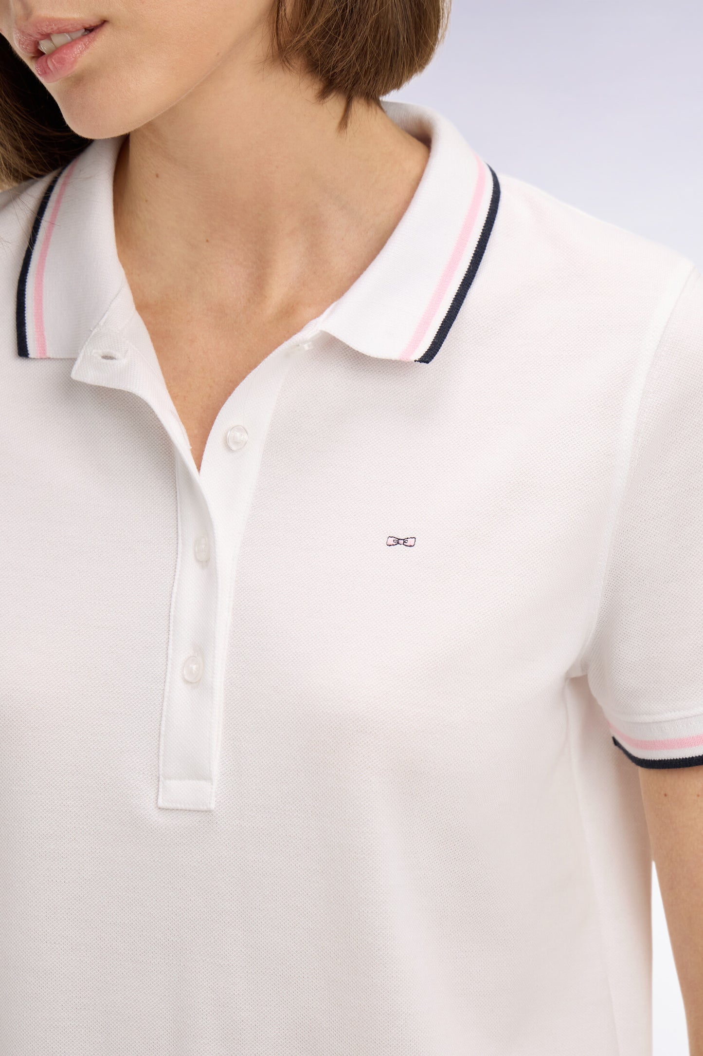 Polo à manches courtes en coton blanc coupe regular