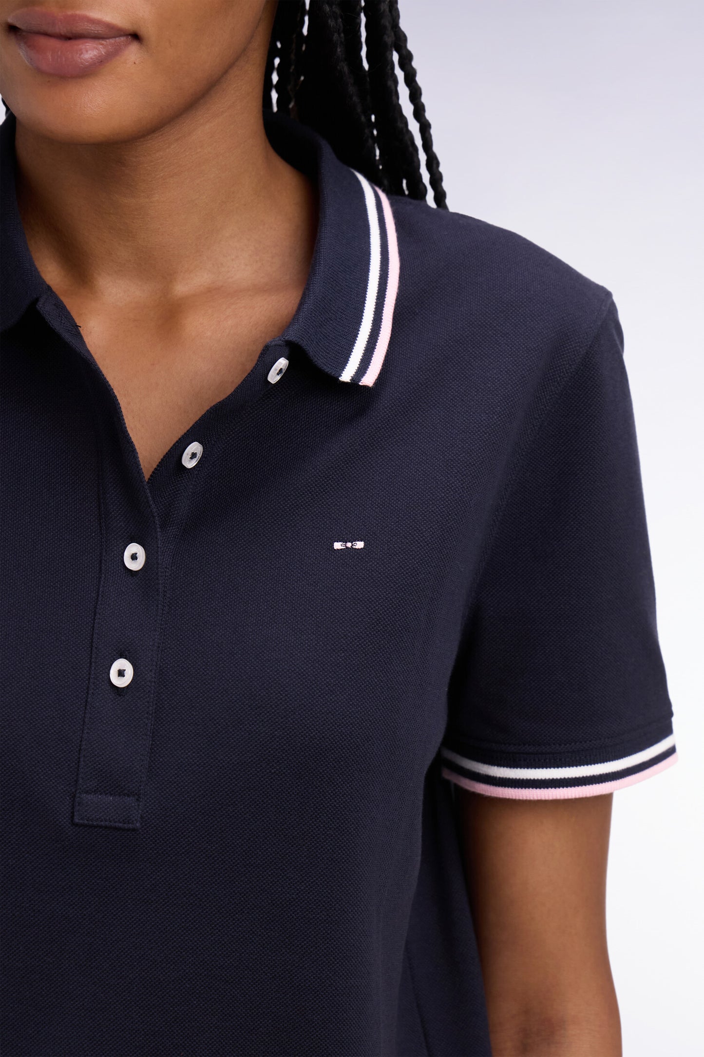 Polo à manches courtes en coton marine coupe regular