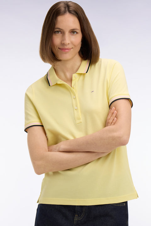 Polo à manches courtes en coton jaune clair coupe regular - Image 1