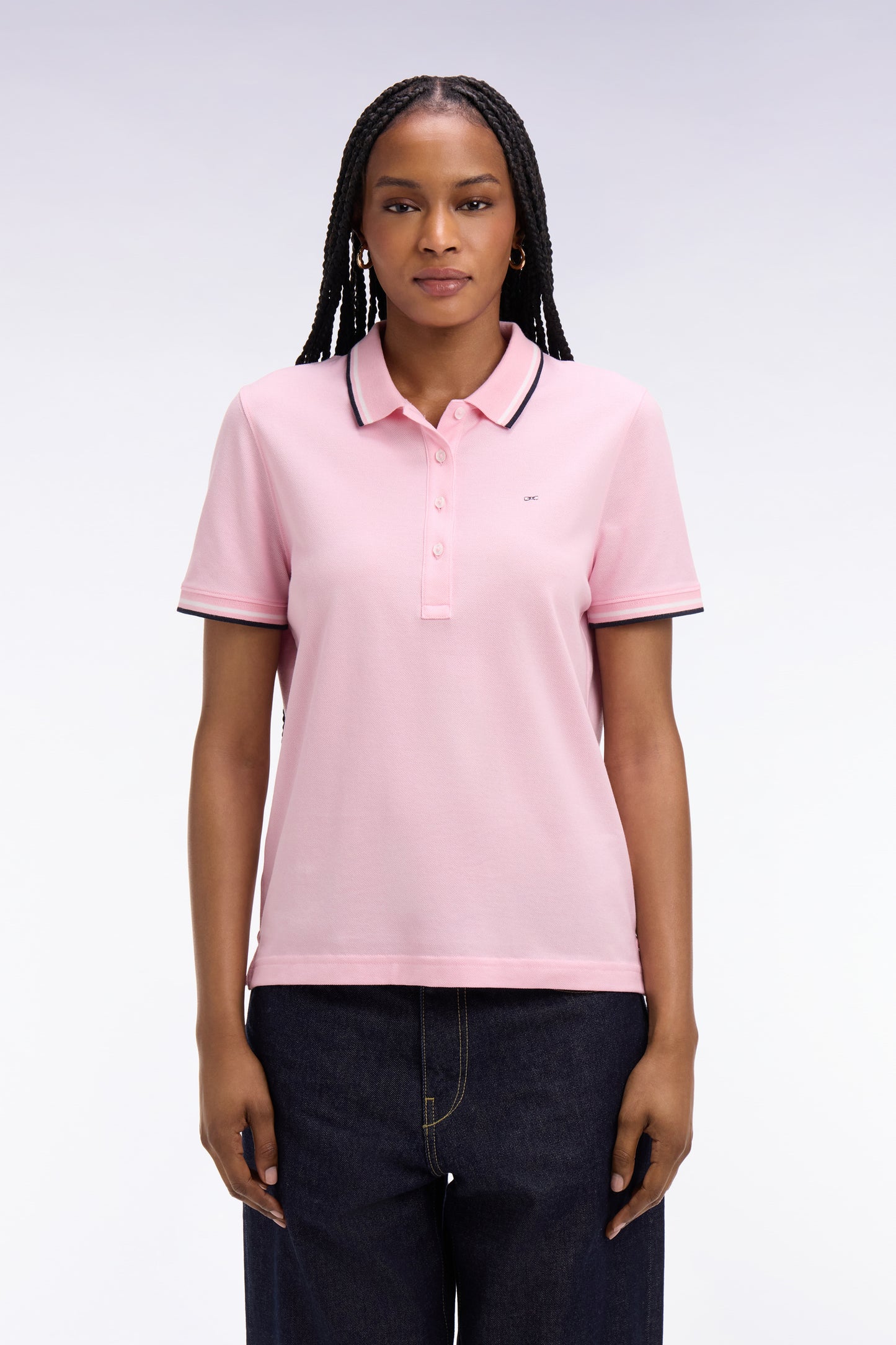 Polo à manches courtes en coton rose coupe regular