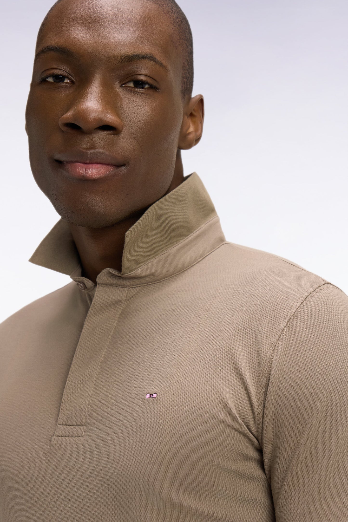 Brown Cotton Short Sleeve Slim Fit Polo Shirt