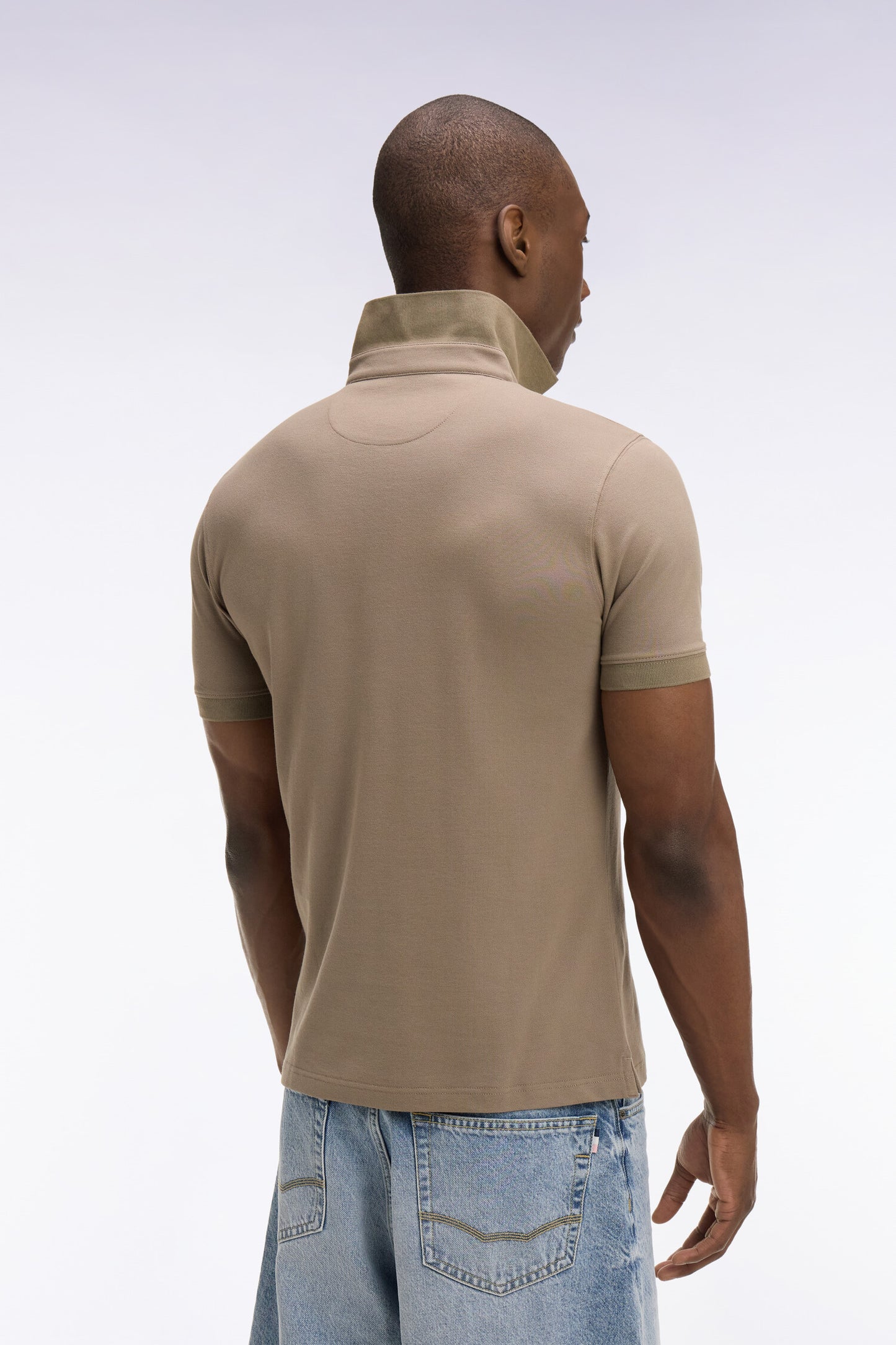 Brown Cotton Short Sleeve Slim Fit Polo Shirt