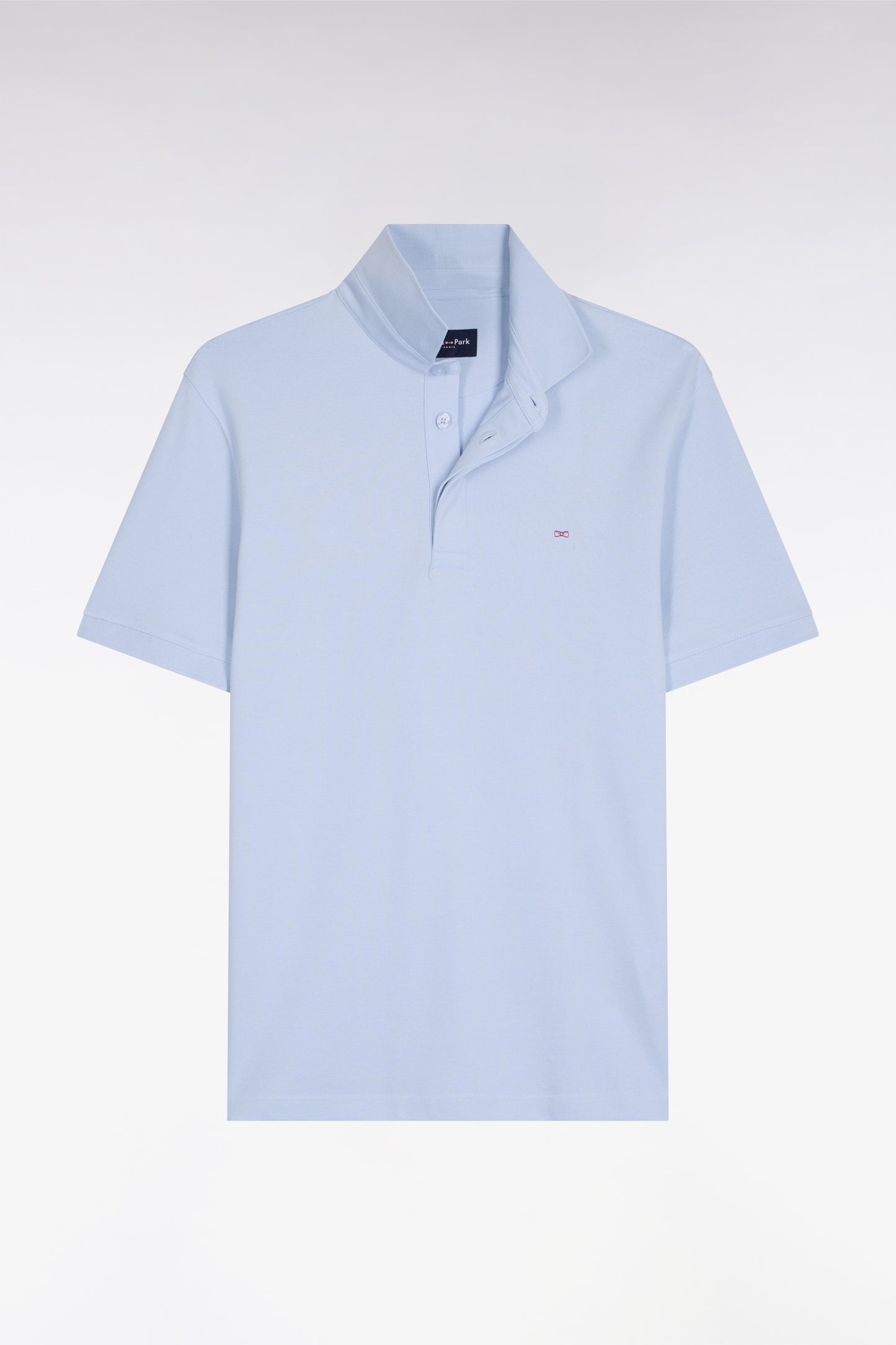 Light gray slim fit cotton short sleeve polo shirt
