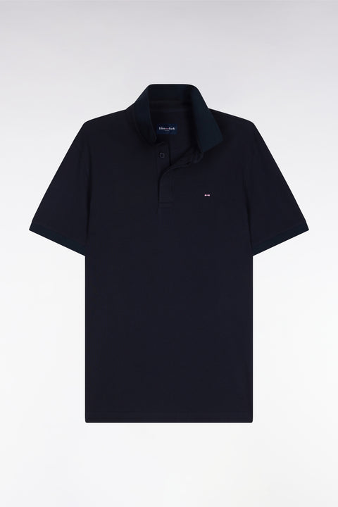 Polo à manches courtes en coton marine coupe slim - Image 2