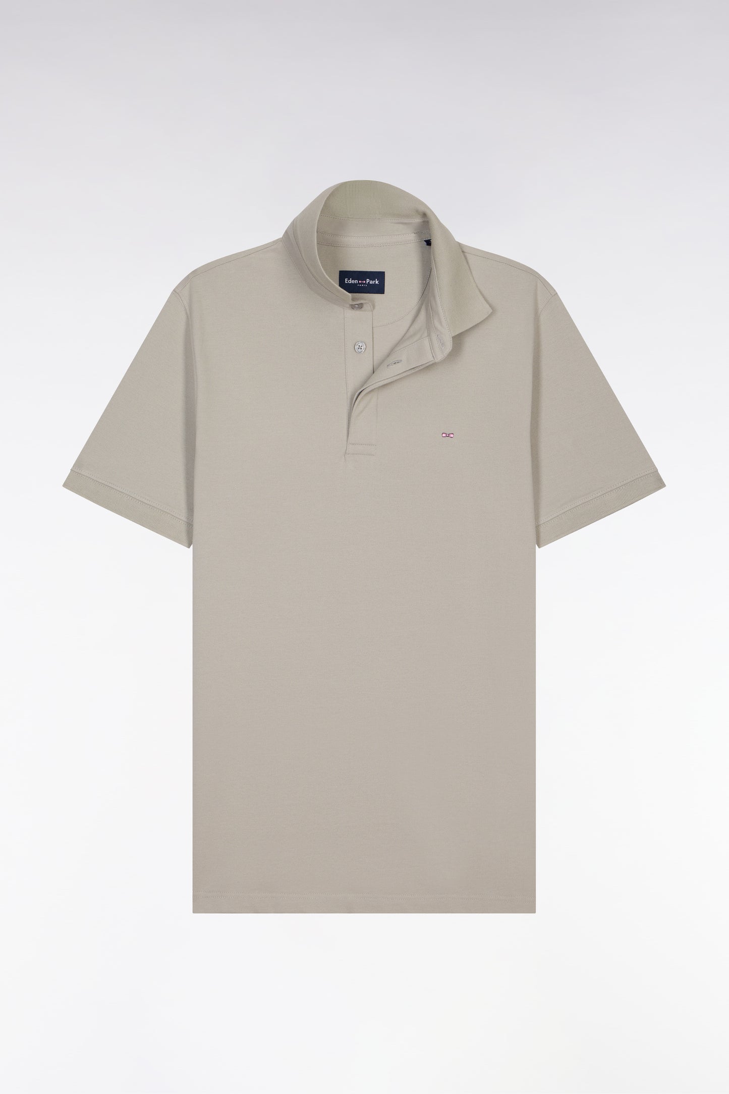 Slim fit gray cotton short sleeve polo shirt