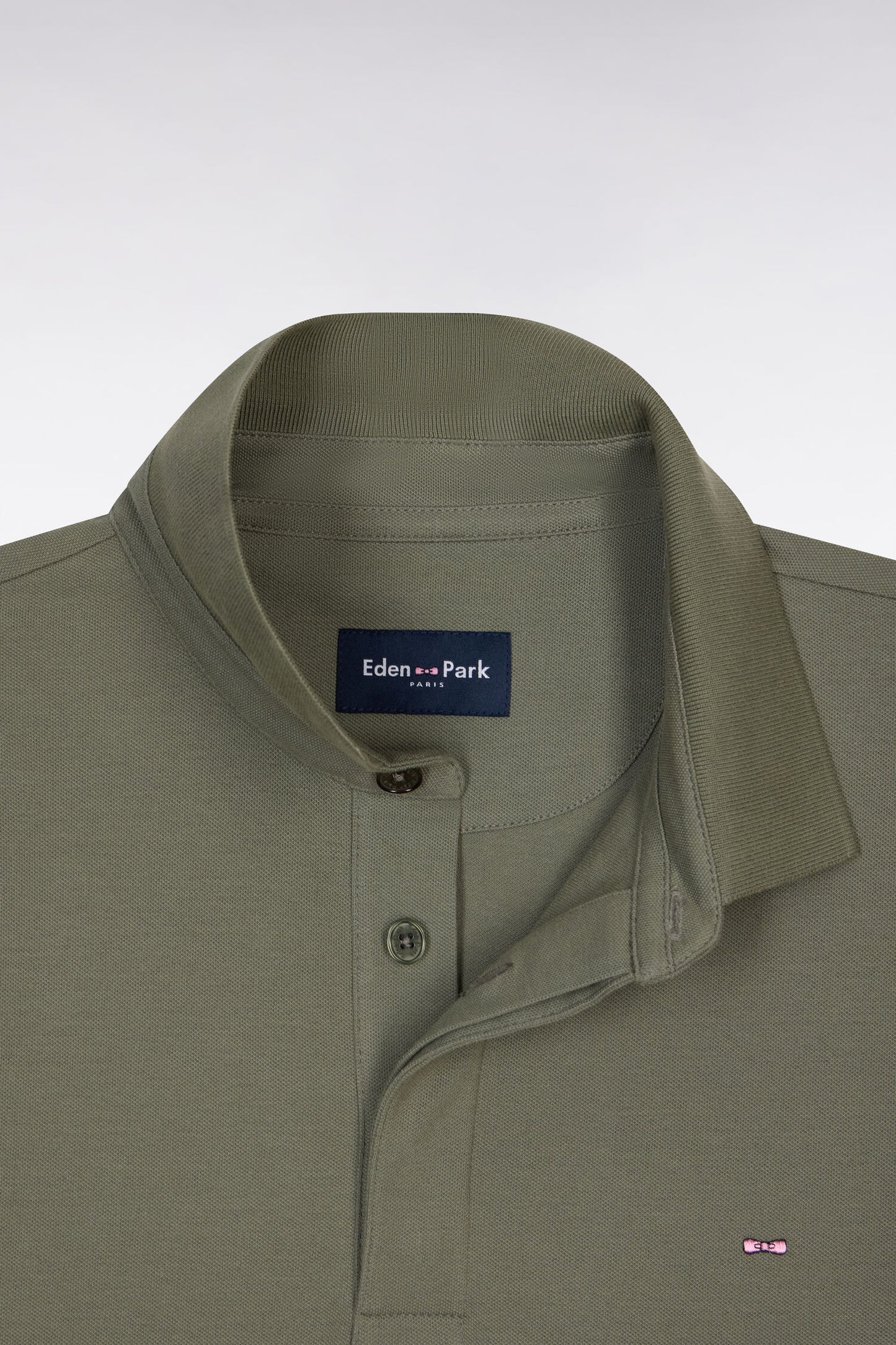 Short-sleeve khaki slim-fit cotton polo shirt