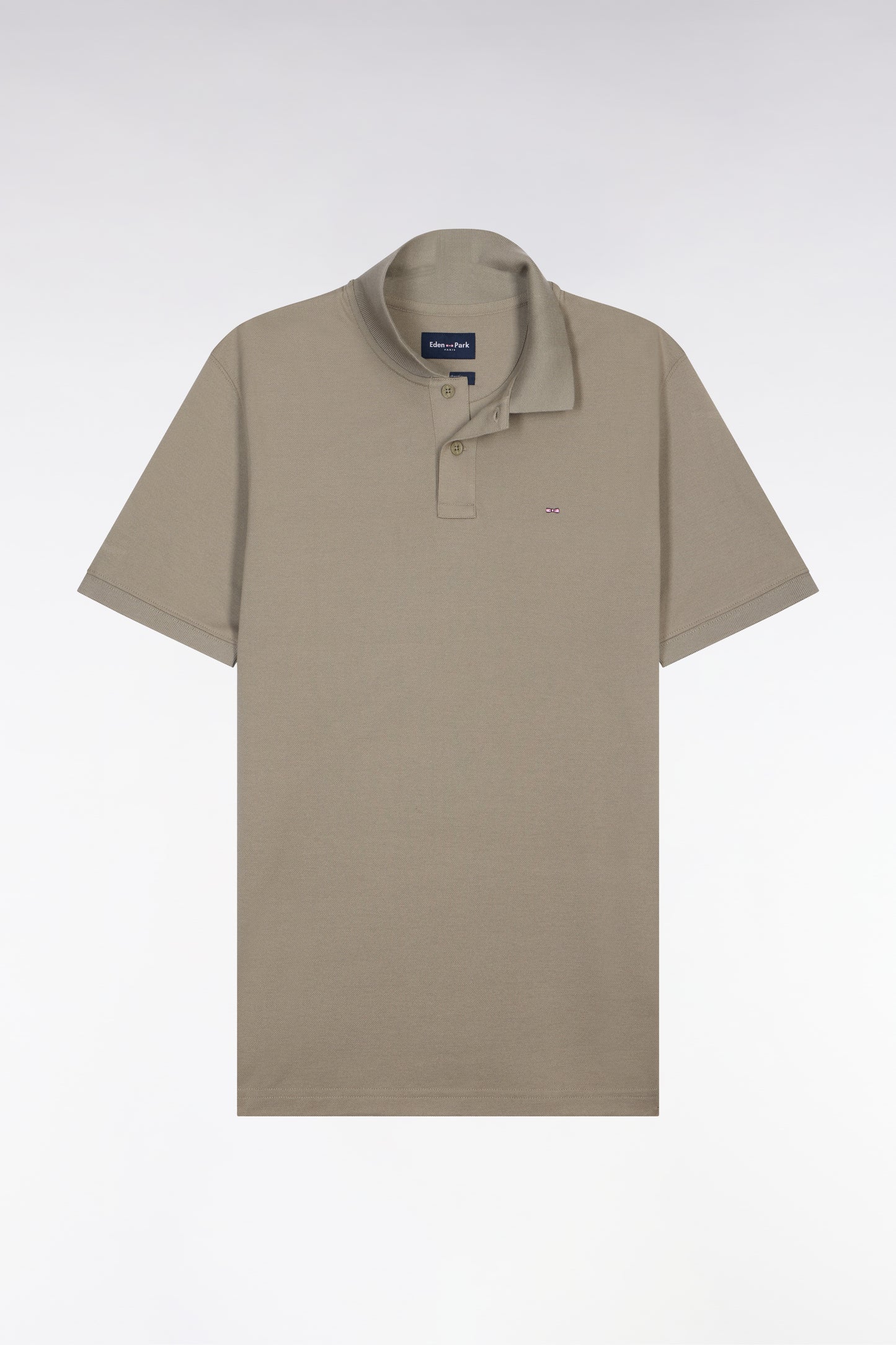 Polo à manches courtes en coton kaki coupe regular