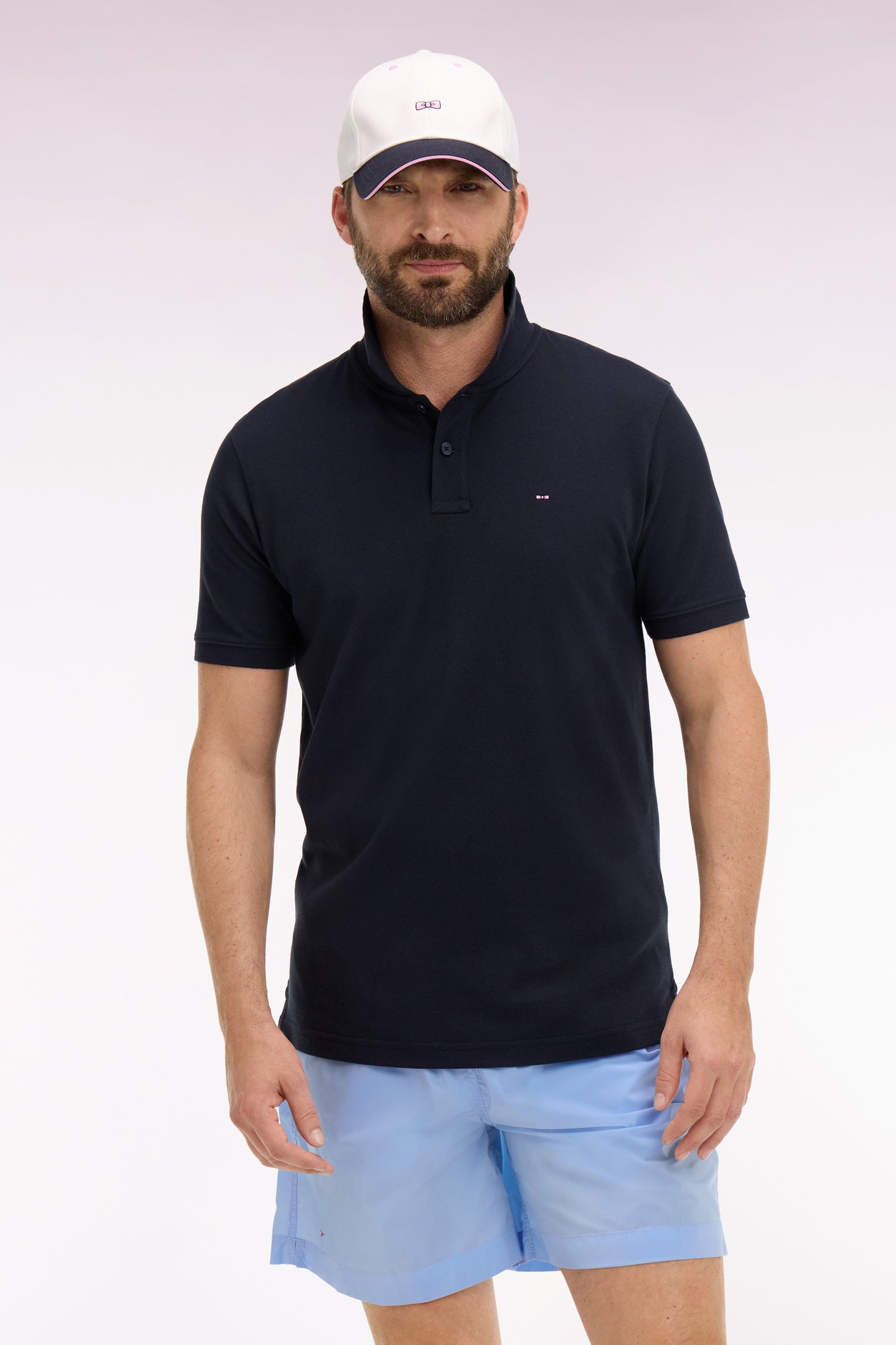 Polo à manches courtes en coton marine coupe regular