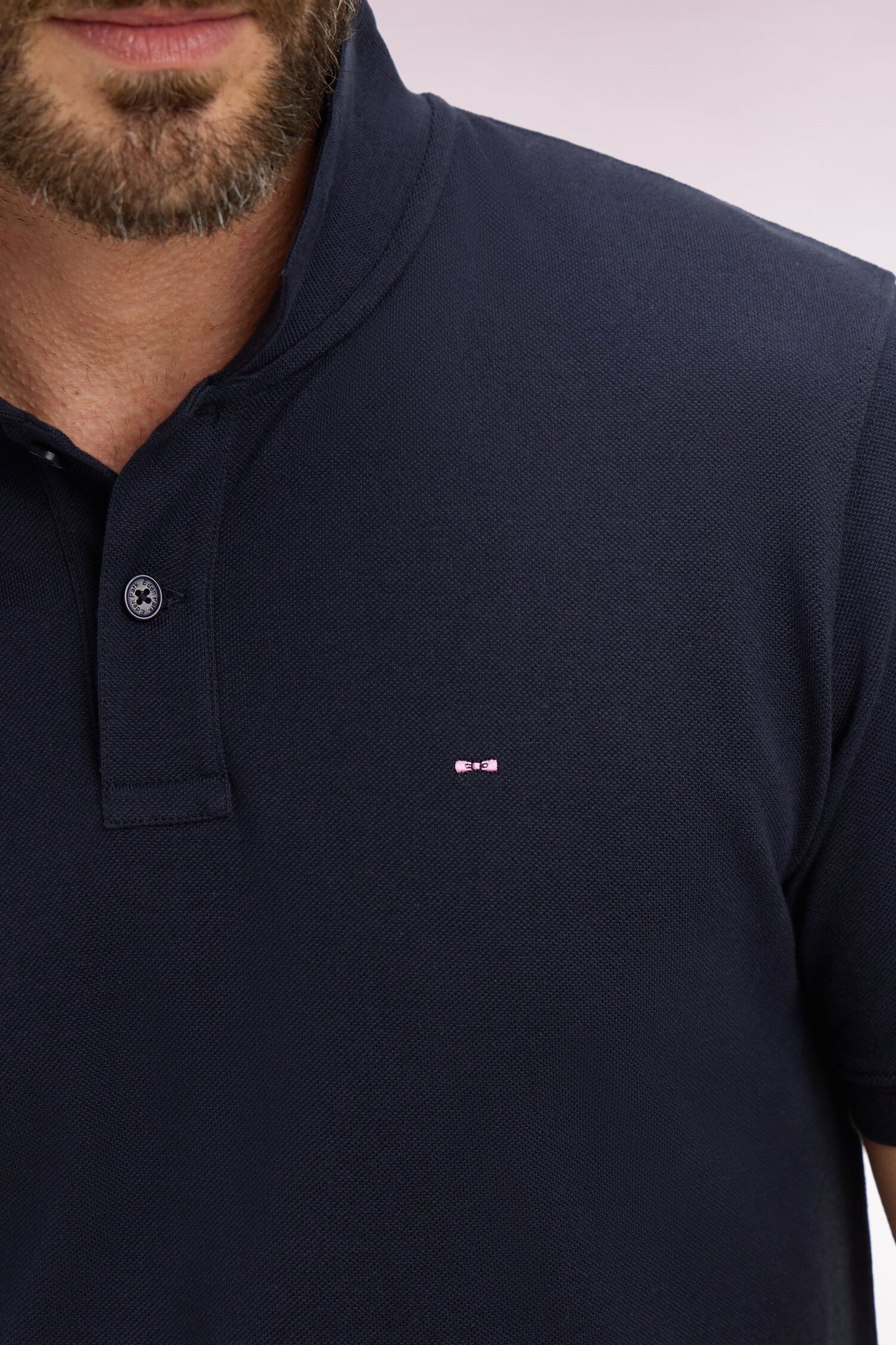 Polo à manches courtes en coton marine coupe regular
