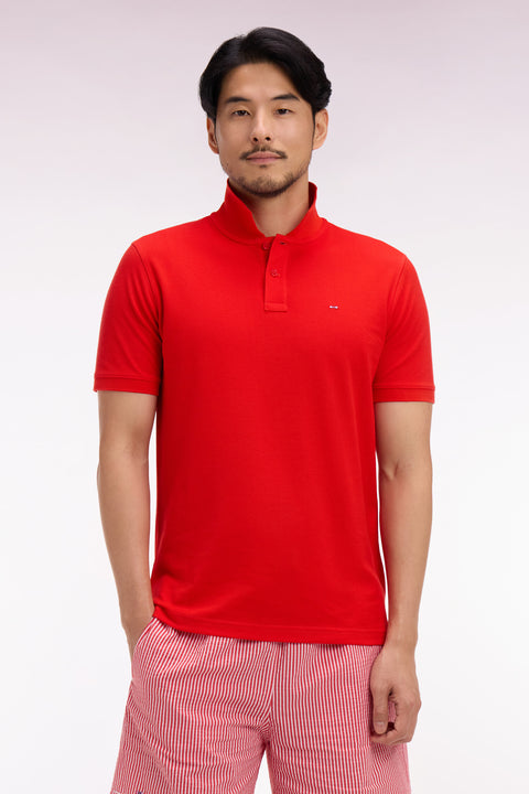 Polo à manches courtes en coton rouge coupe regular - Image 3