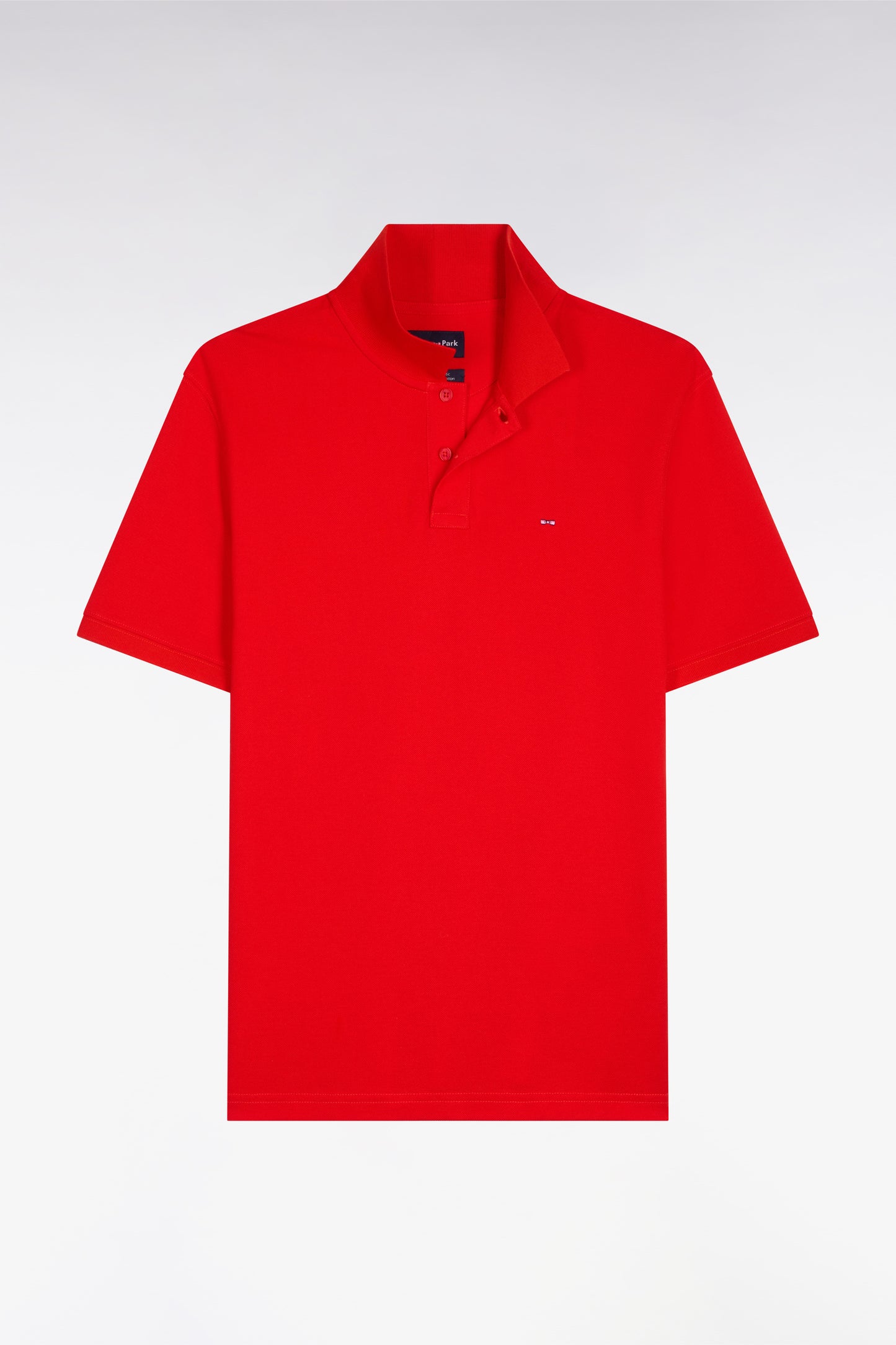 Short-sleeved regular-fit red cotton polo shirt