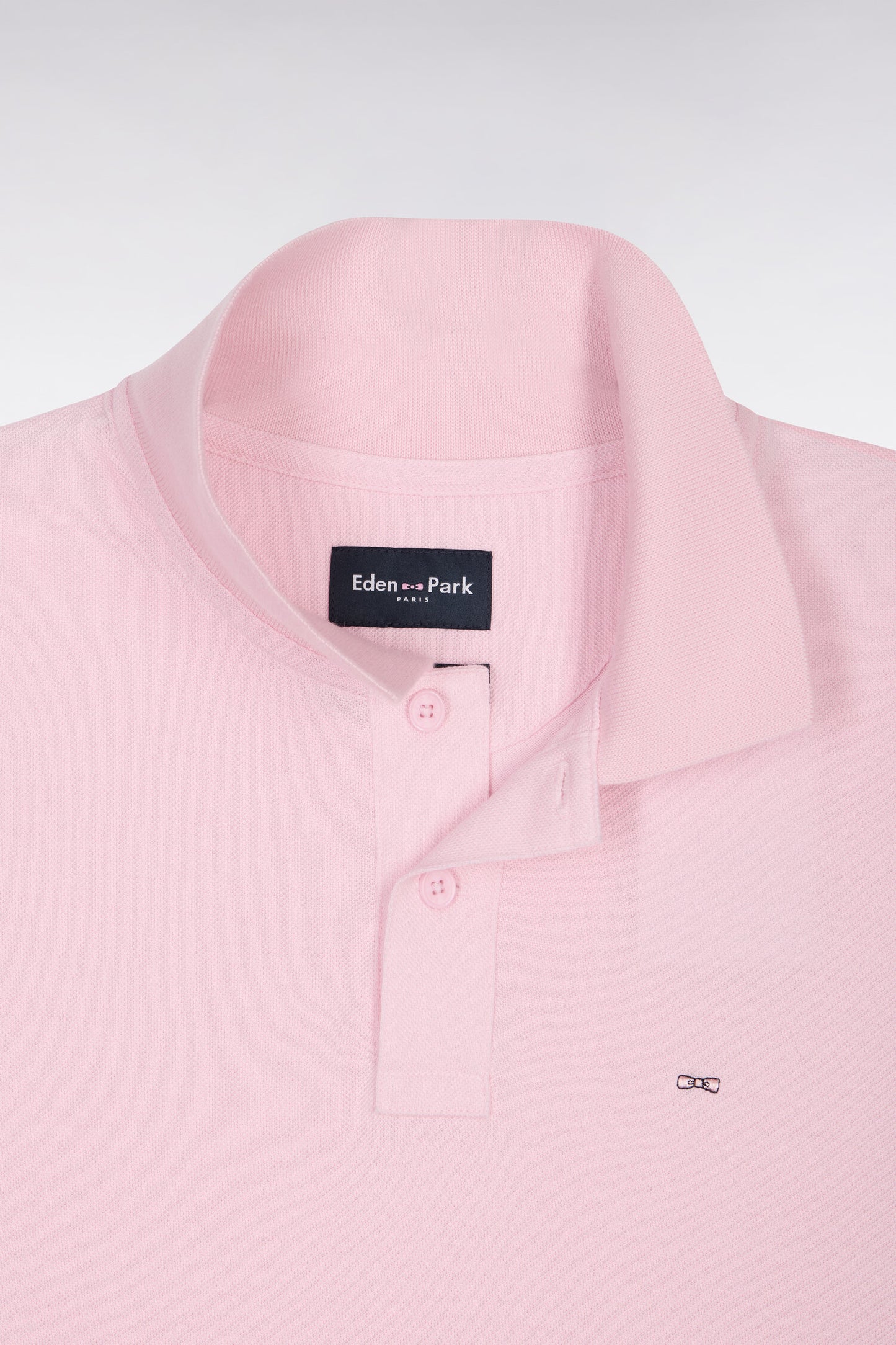 Polo à manches courtes en coton rose clair coupe regular