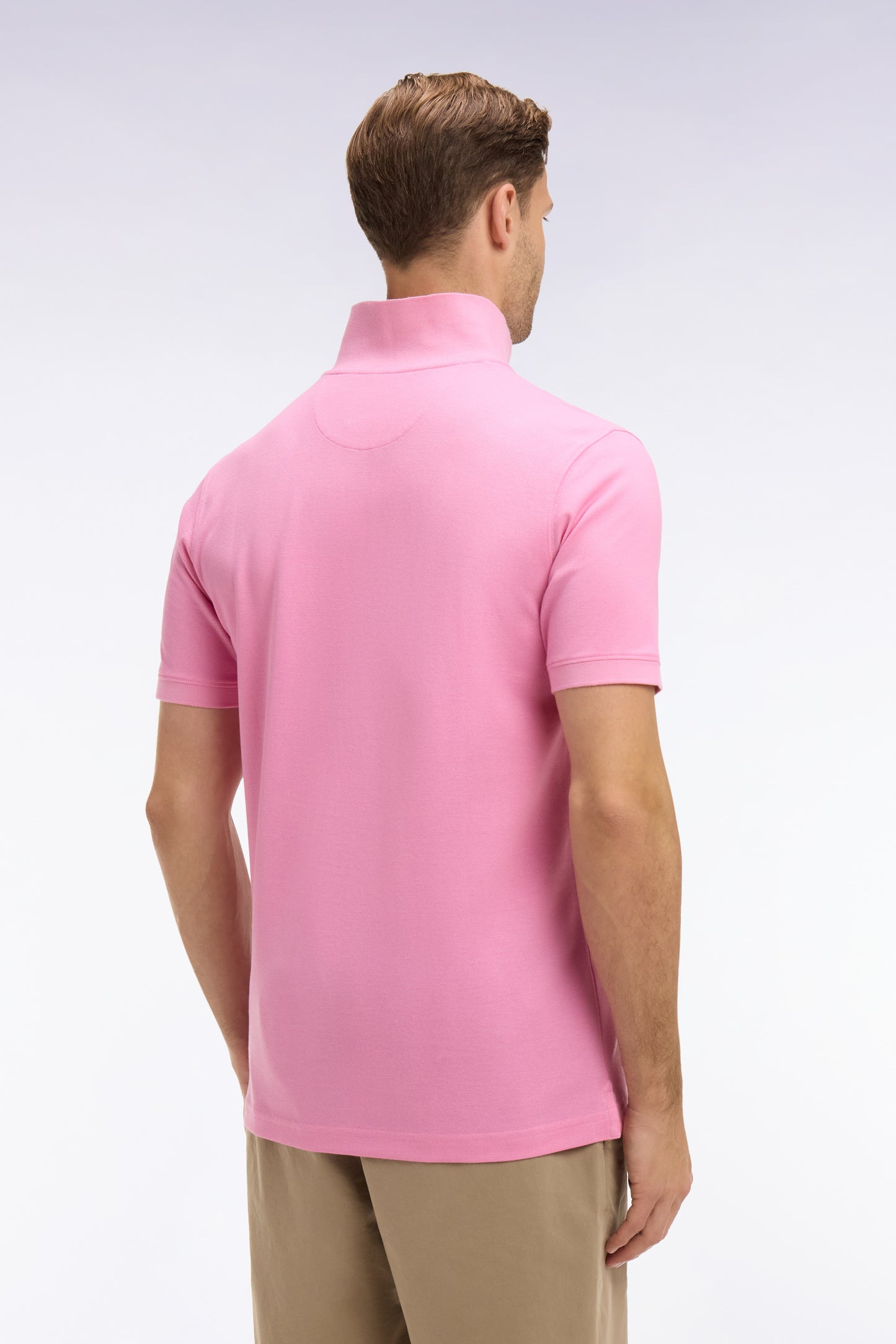 Polo à manches courtes en coton rose coupe regular