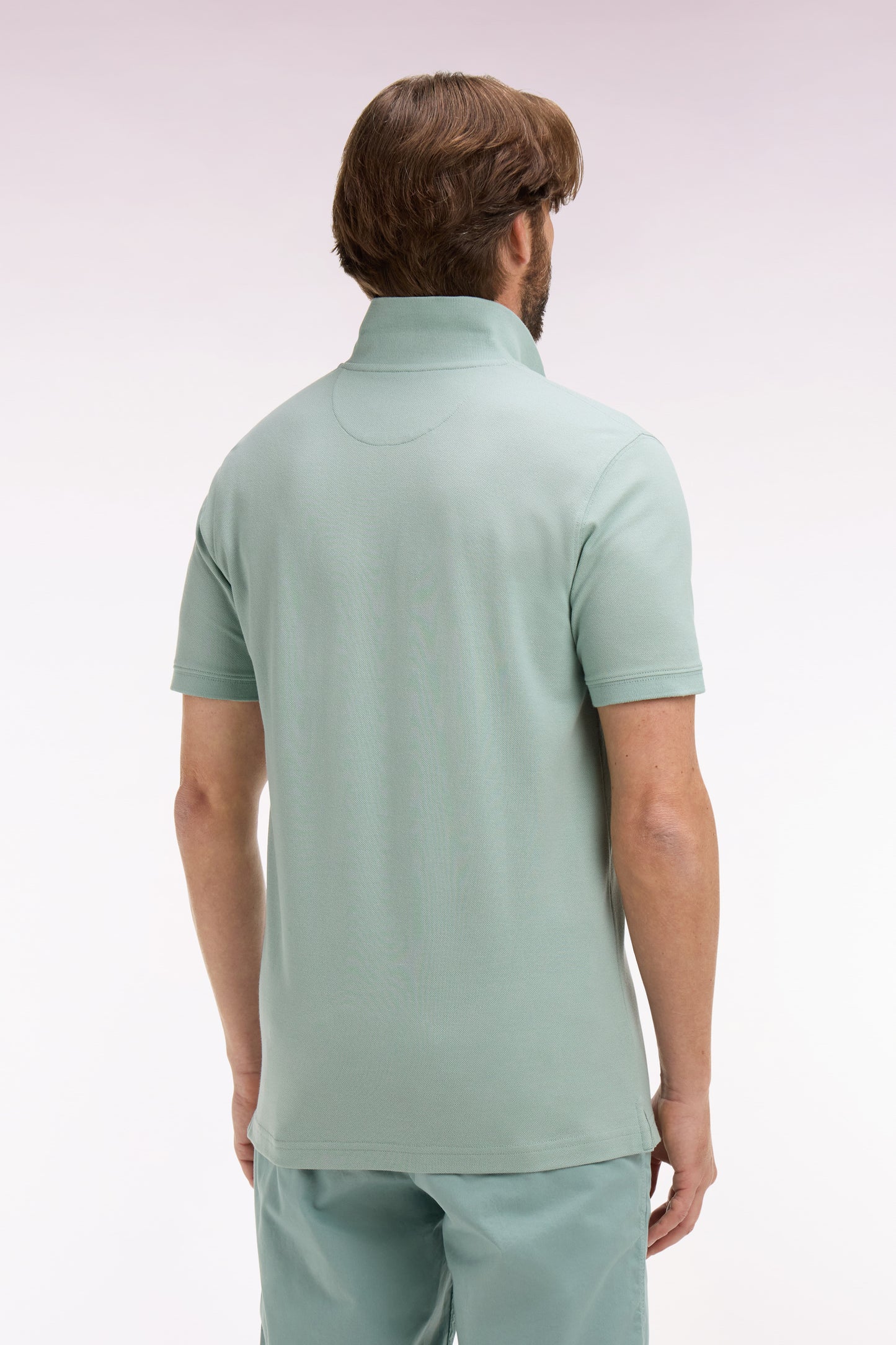 Polo à manches courtes en coton vert d'eau coupe regular
