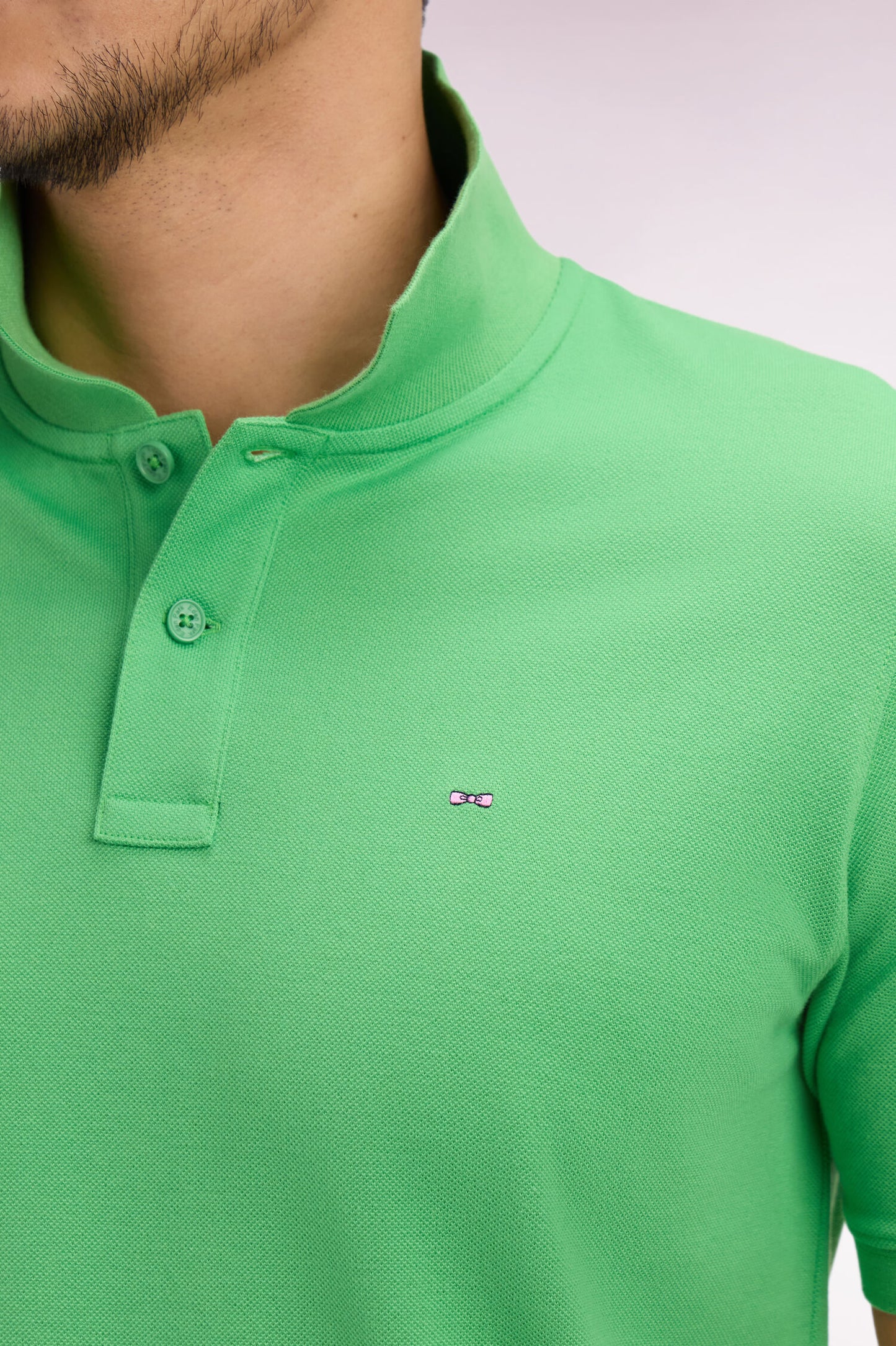 Polo à manches courtes en coton vert coupe regular