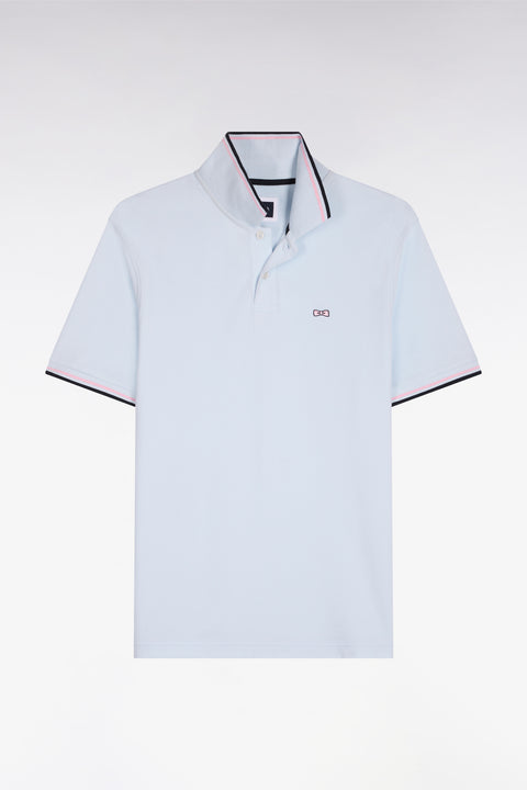 Polo manches courtes en coton ciel détails rayés coupe regular - Image 2