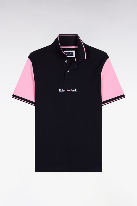 Polo à manches courtes en coton marine broderie Eden Park coupe regular - Image 2