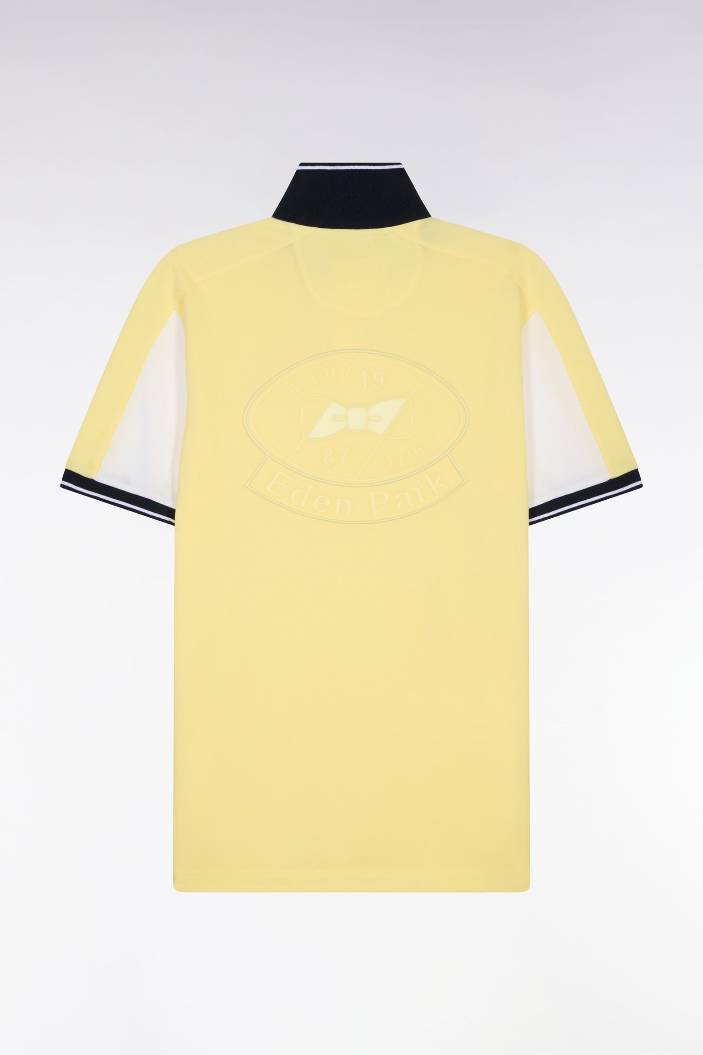 Polo à manches courtes en coton jaune clair brodé coupe regular