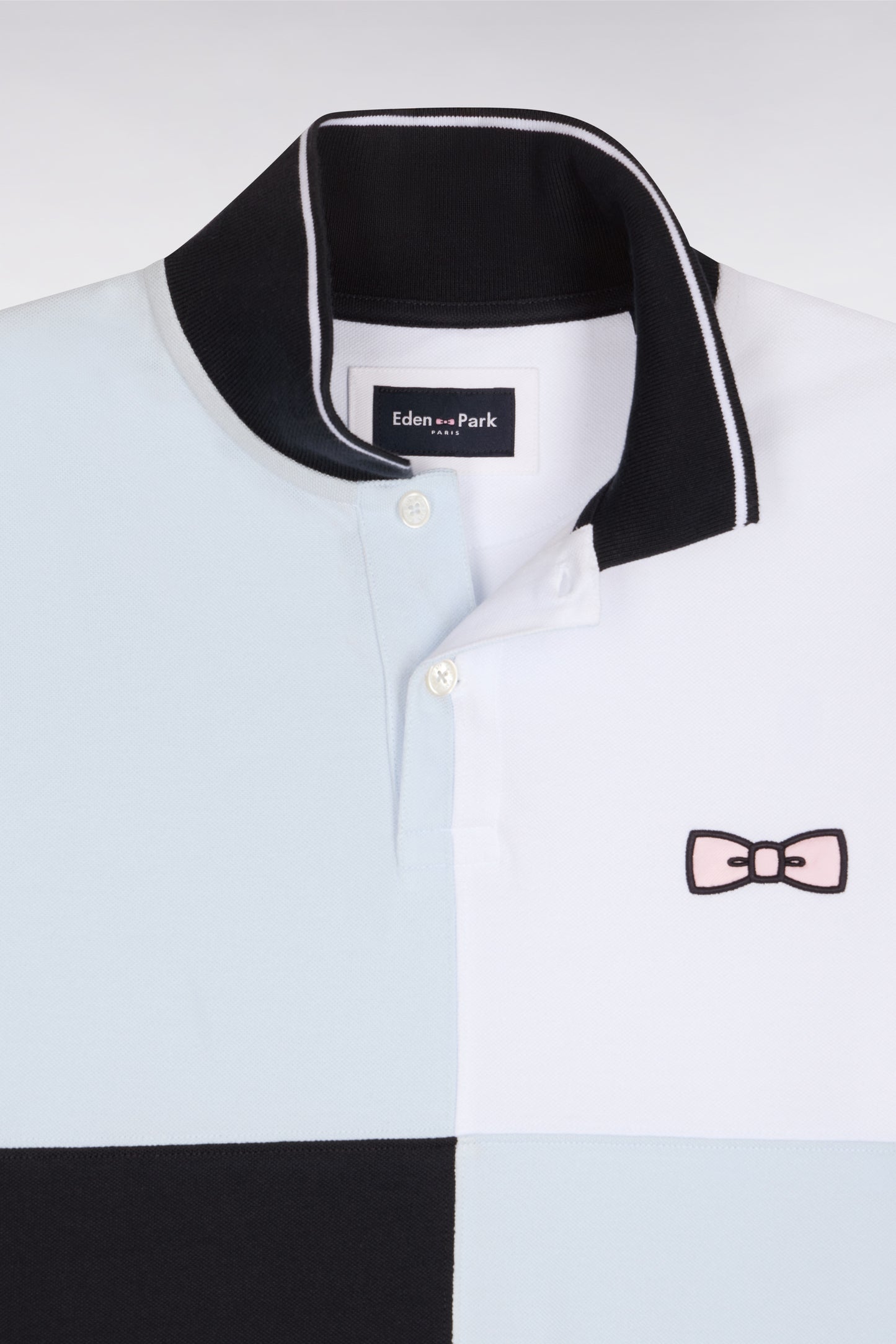 Polo à manches courtes en coton bleu ciel à cadrans coupe regular