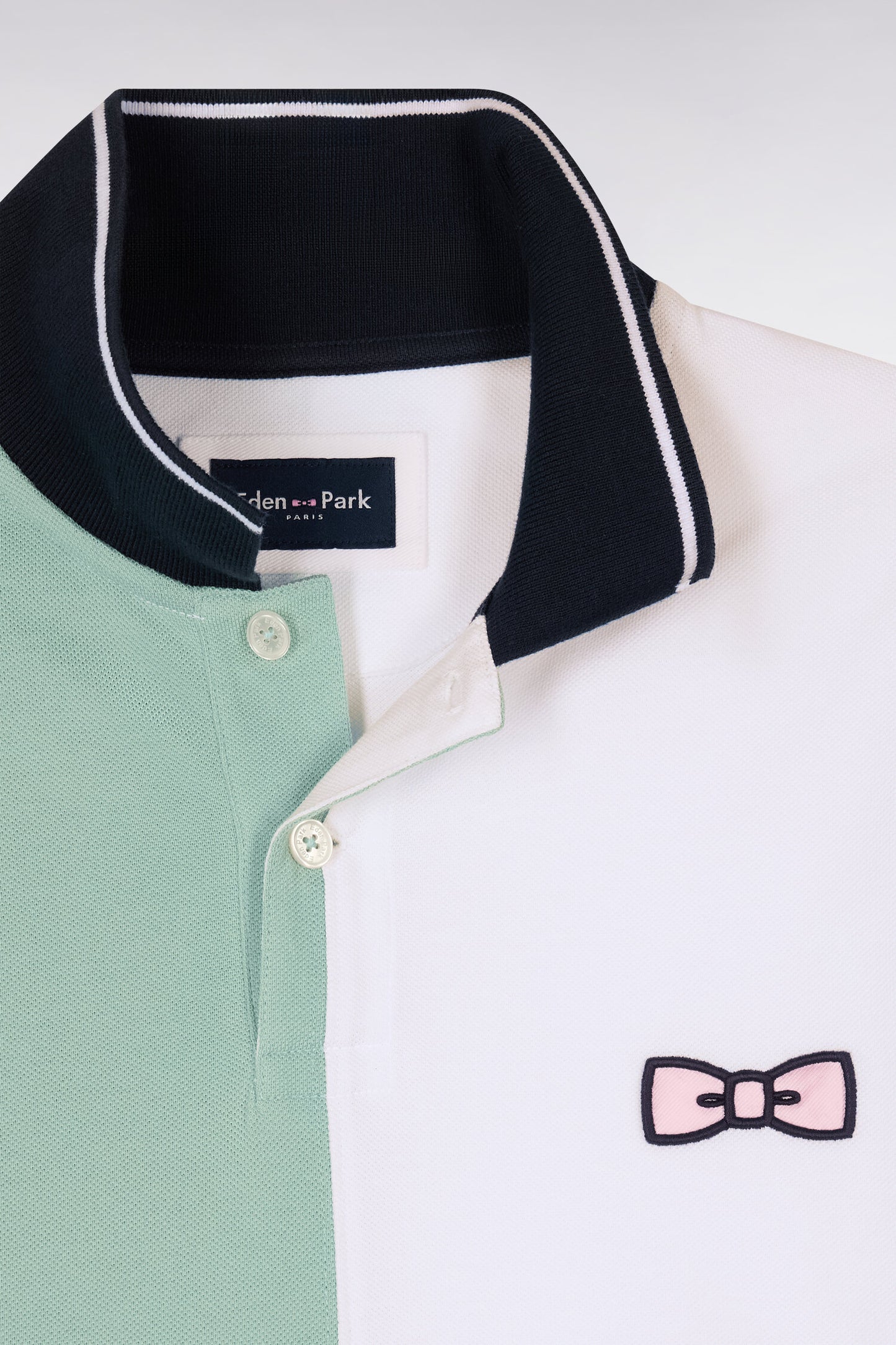 Polo à manches courtes en coton vert d'eau à cadrans coupe regular