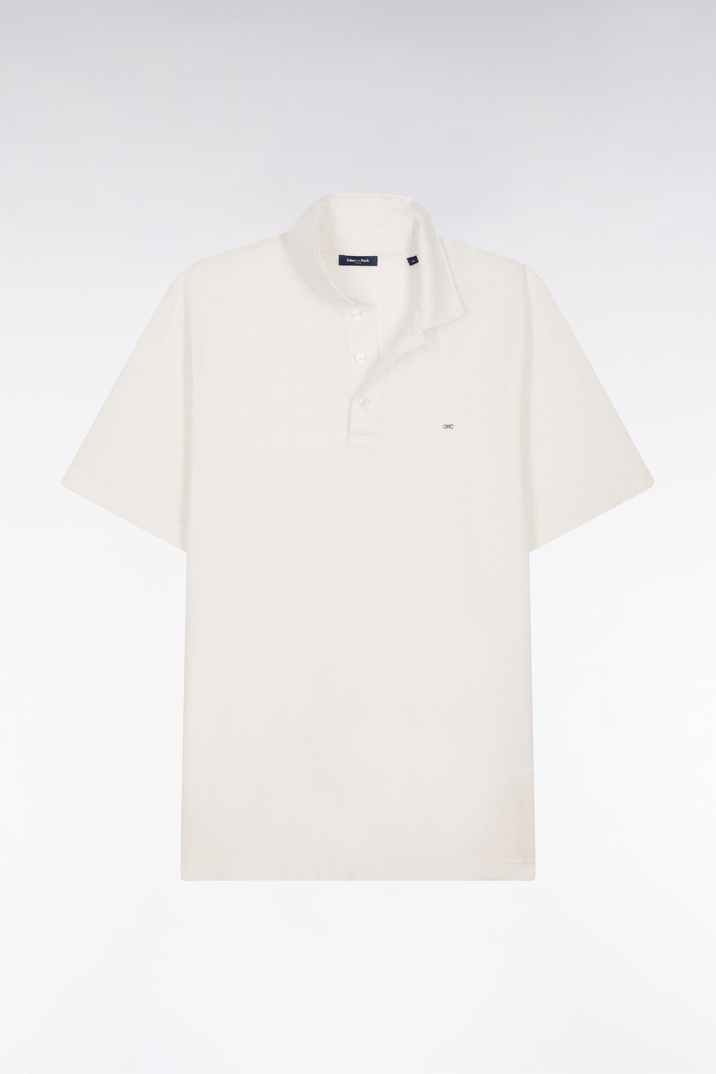 Regular fit short sleeve polo shirt in ivory Oxford