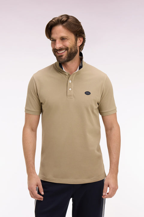 Polo à manches courtes en piqué coton beige coupe regular - Image 3