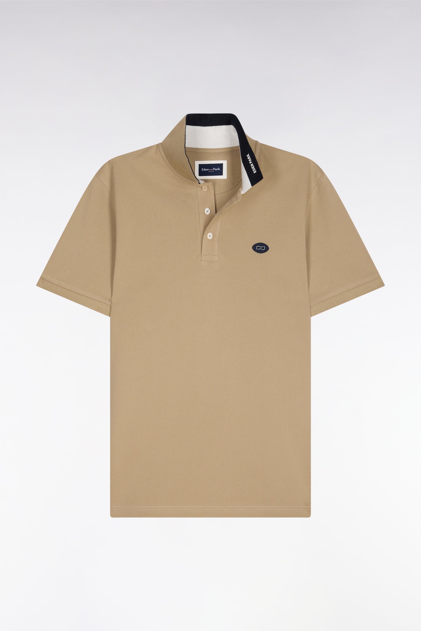 Polo à manches courtes en piqué coton beige coupe regular