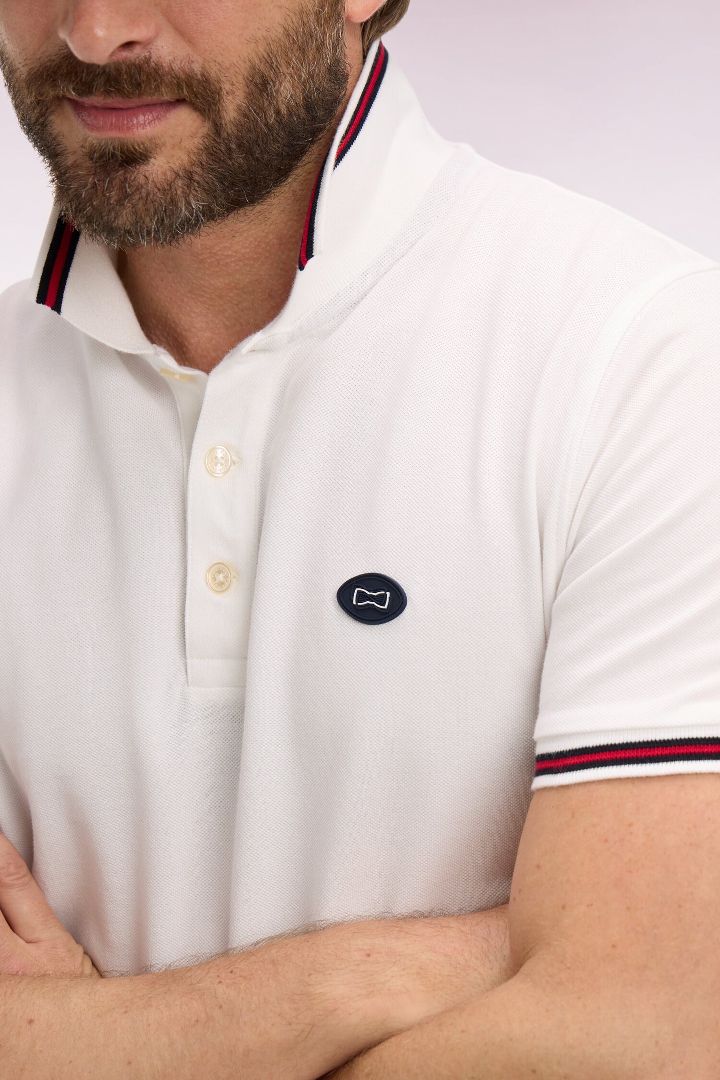 Polo à manches courtes en coton blanc