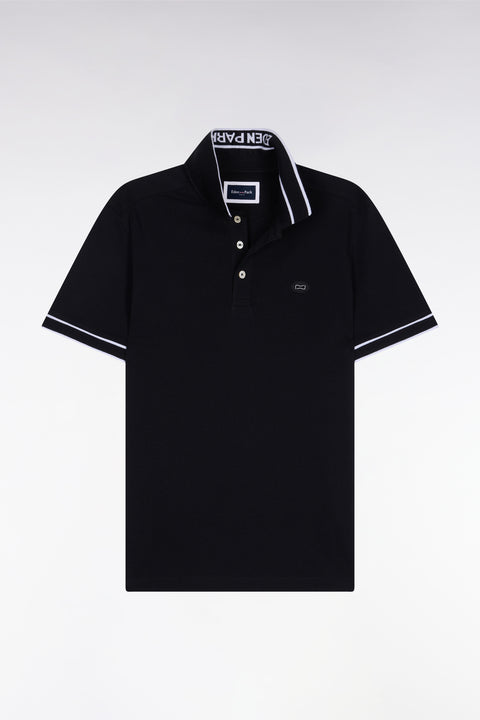 Polo à manches courtes en piqué coton noir - Image 2