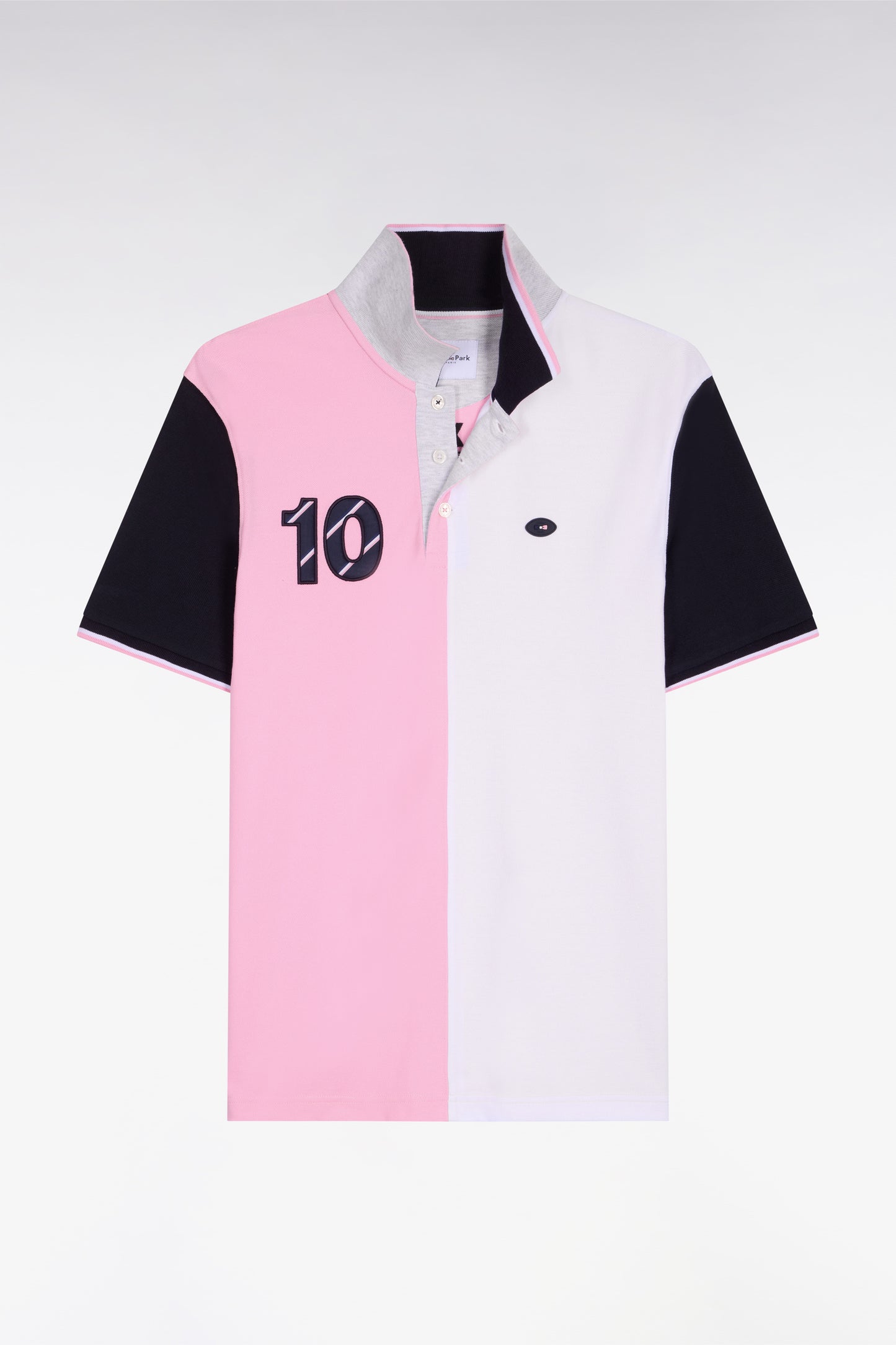 XV de France short-sleeved polo shirt in pink cotton with dial cutouts