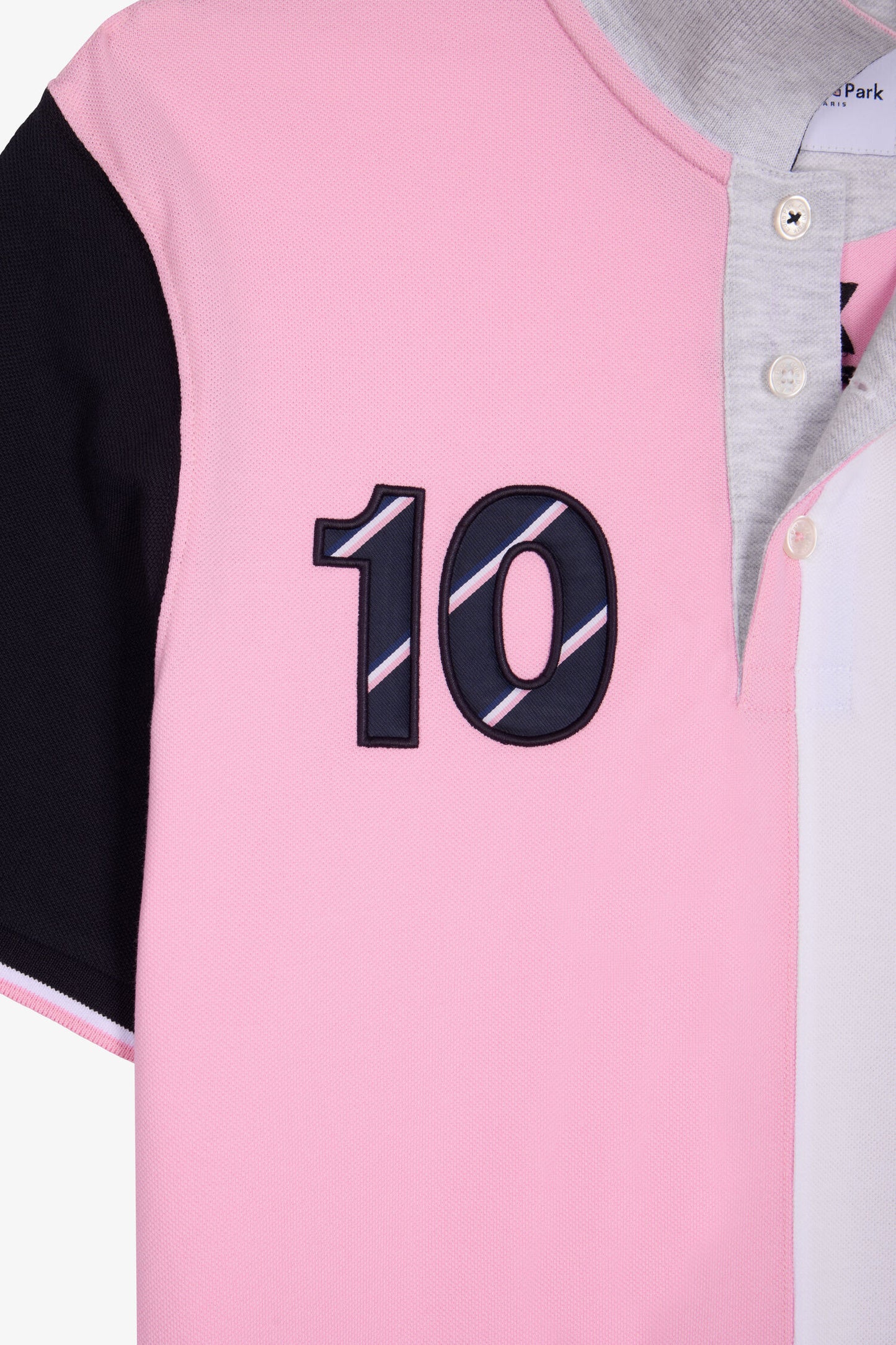 XV de France short-sleeved polo shirt in pink cotton with dial cutouts