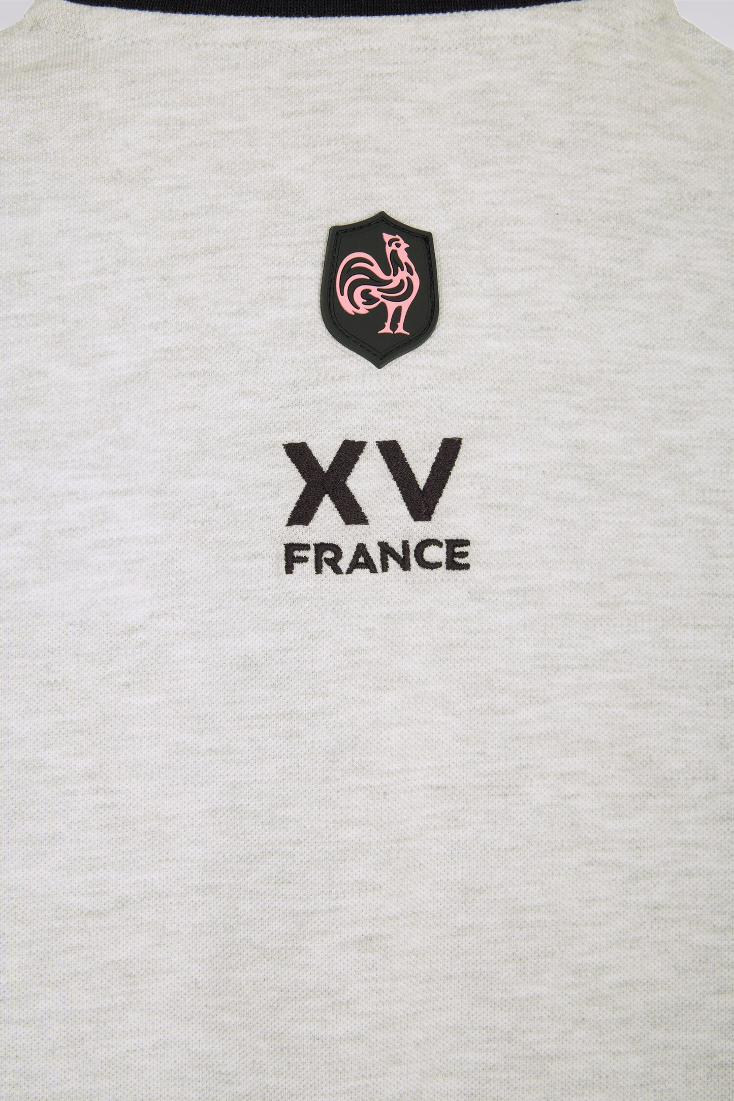 Polo à manches courtes XV de France en piqué coton gris clair à découpes de manches