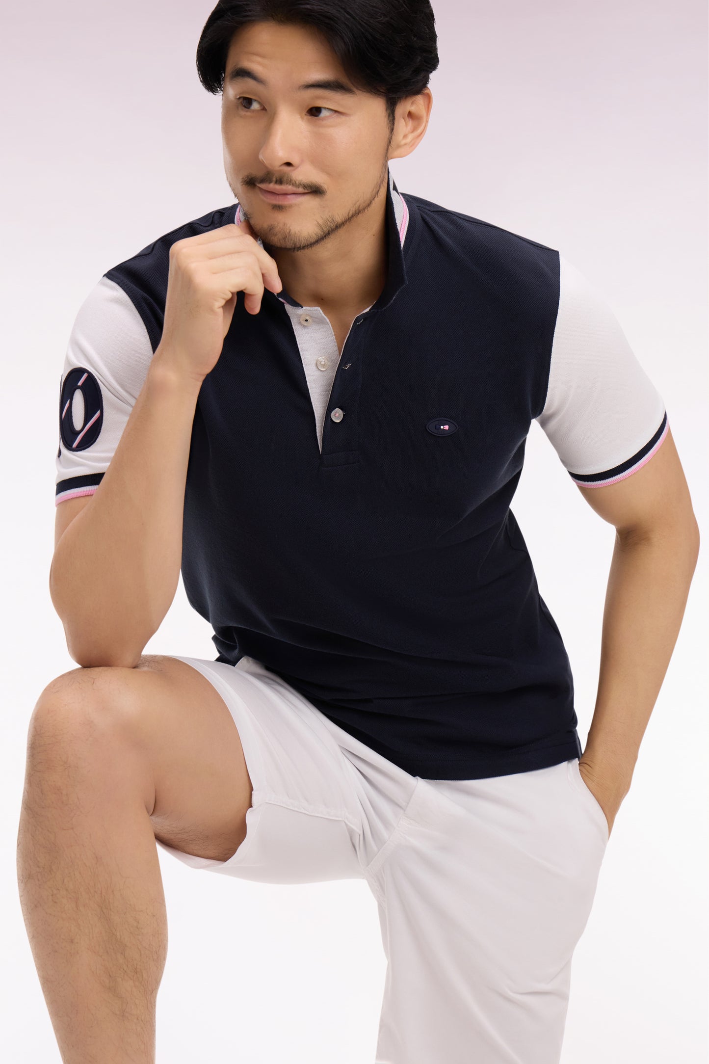 Polo à manches courtes XV de France en piqué coton marine France