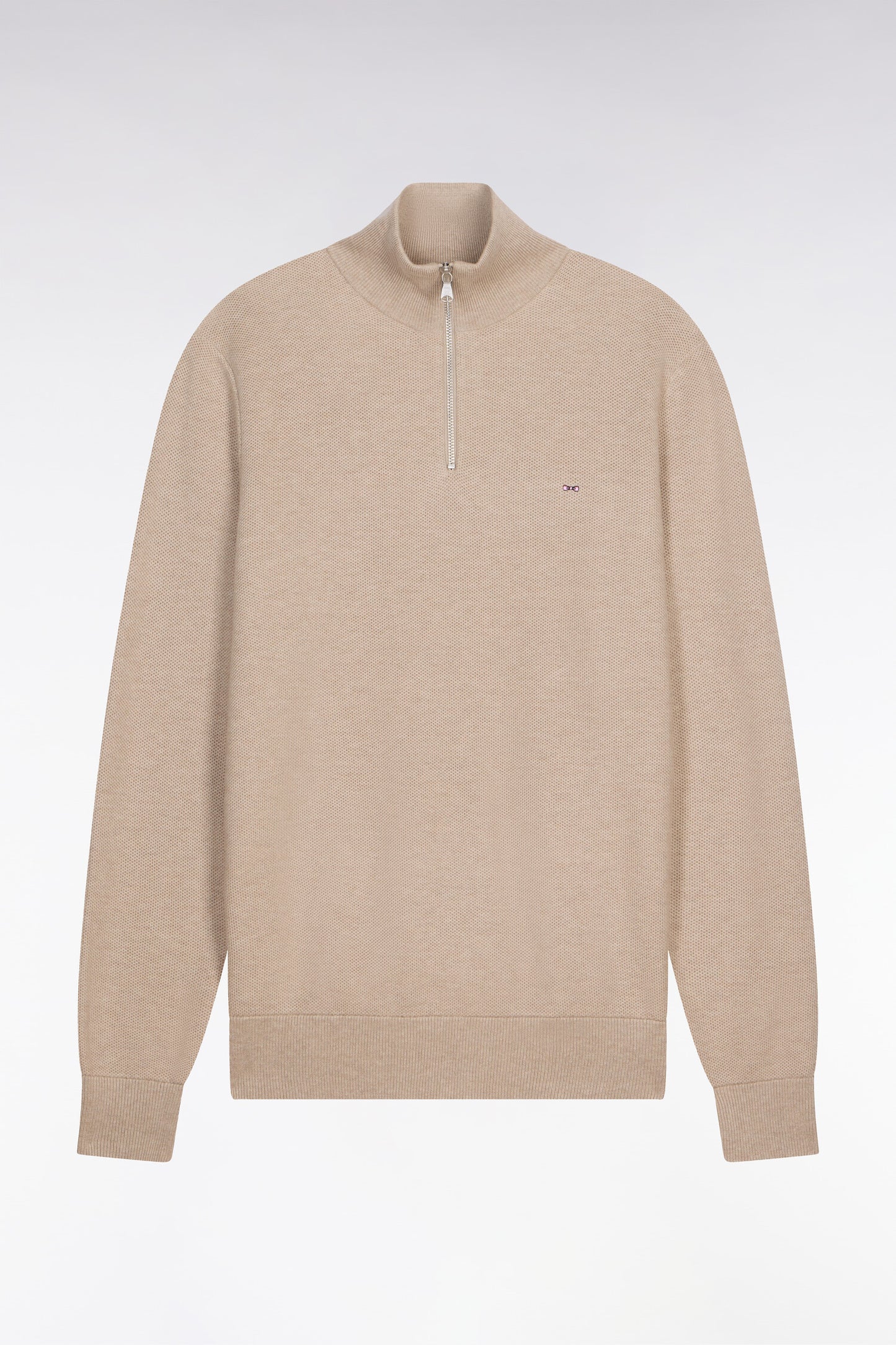 Pull col camionneur en coton beige