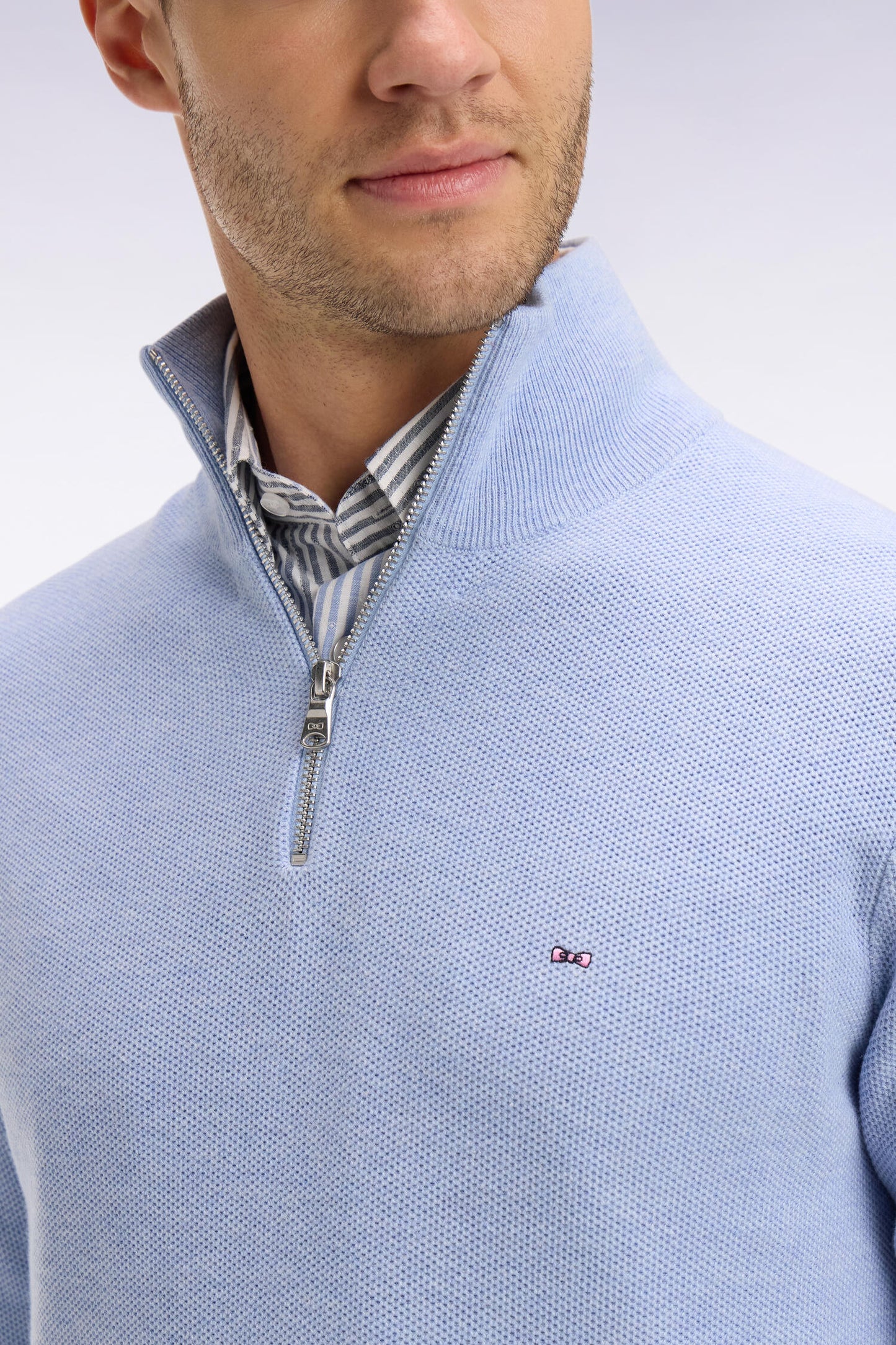 Sky cotton trucker neck sweater