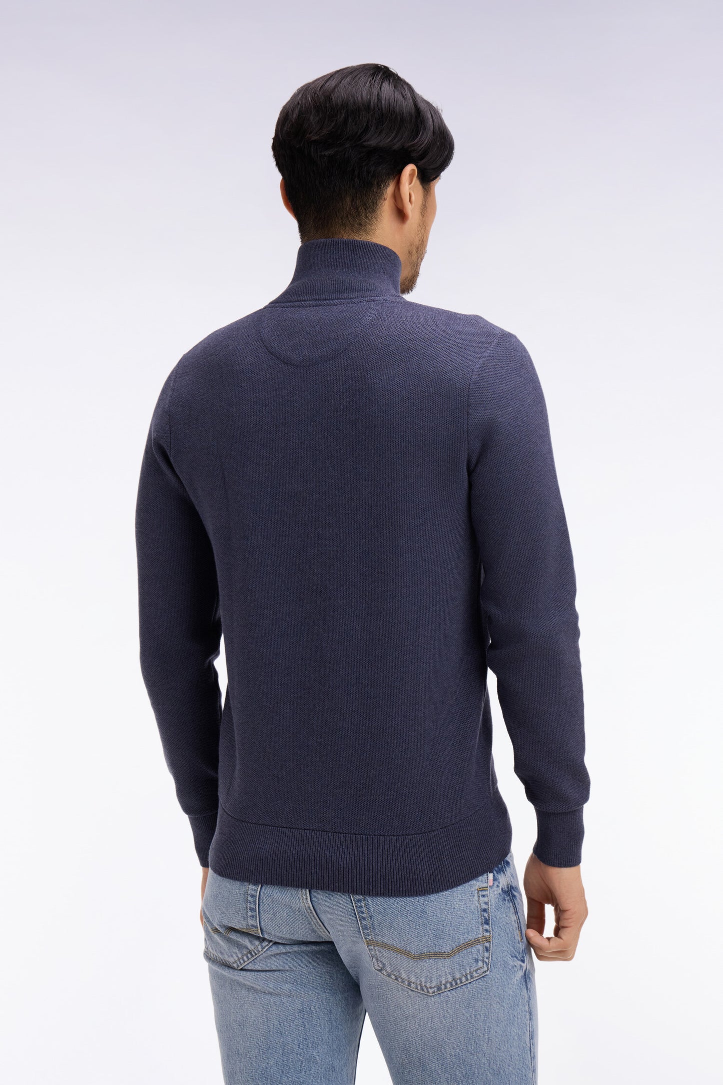 Pull col camionneur en coton bleu foncé