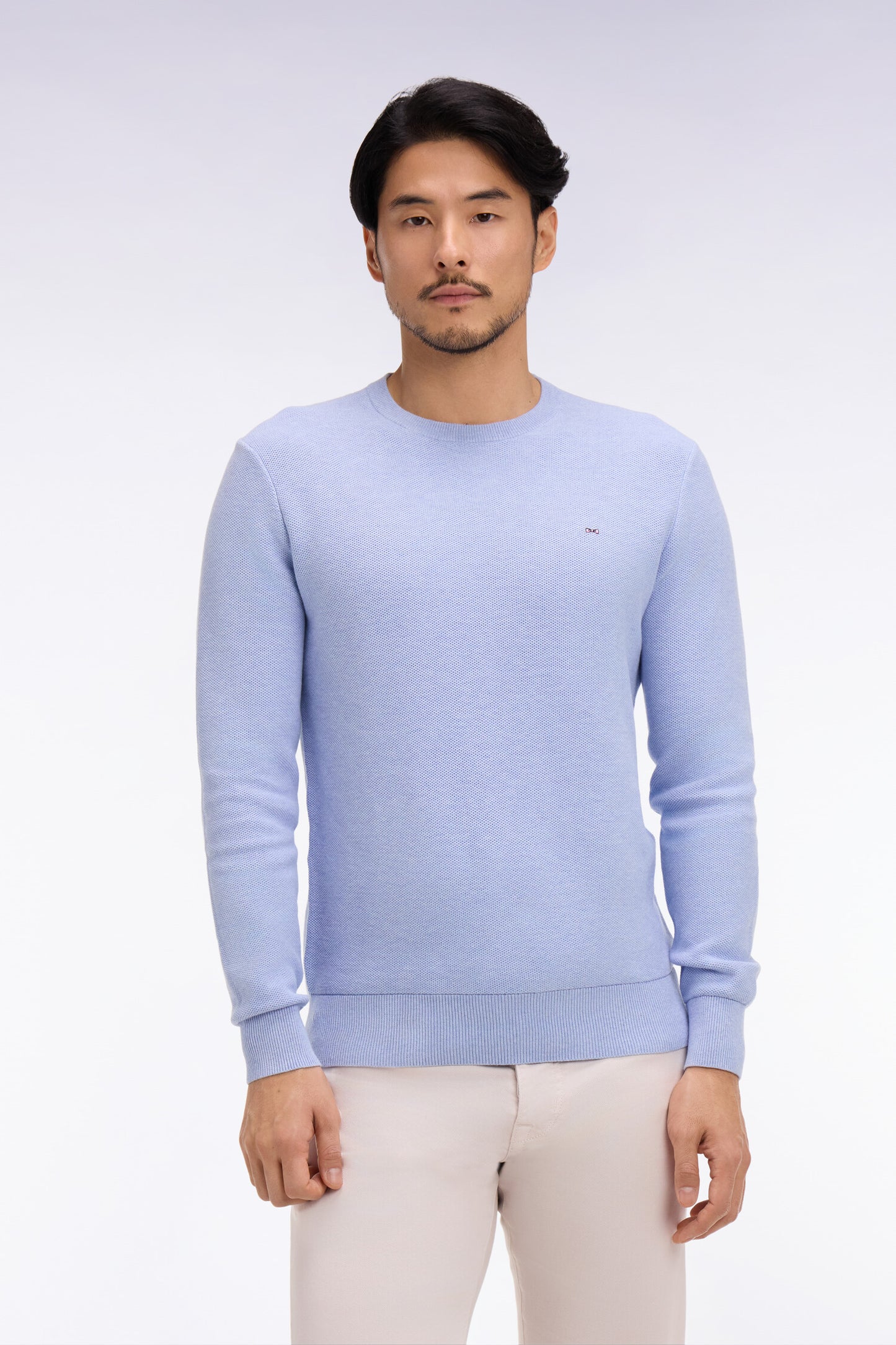 Sky cotton round-neck sweater