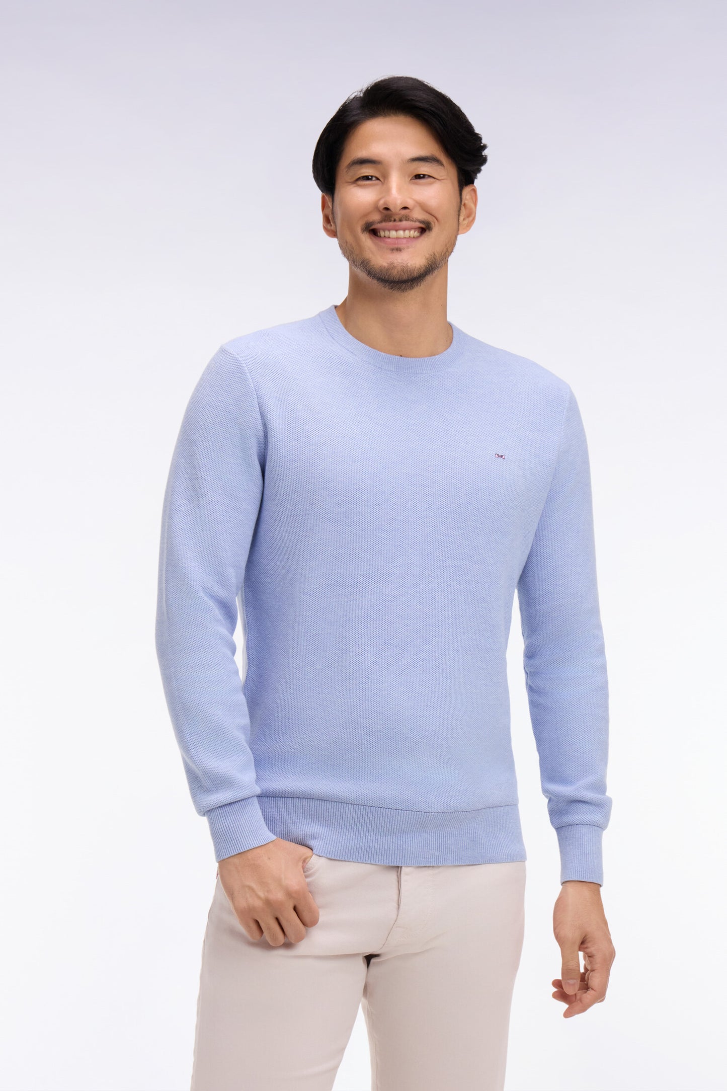Sky cotton round-neck sweater