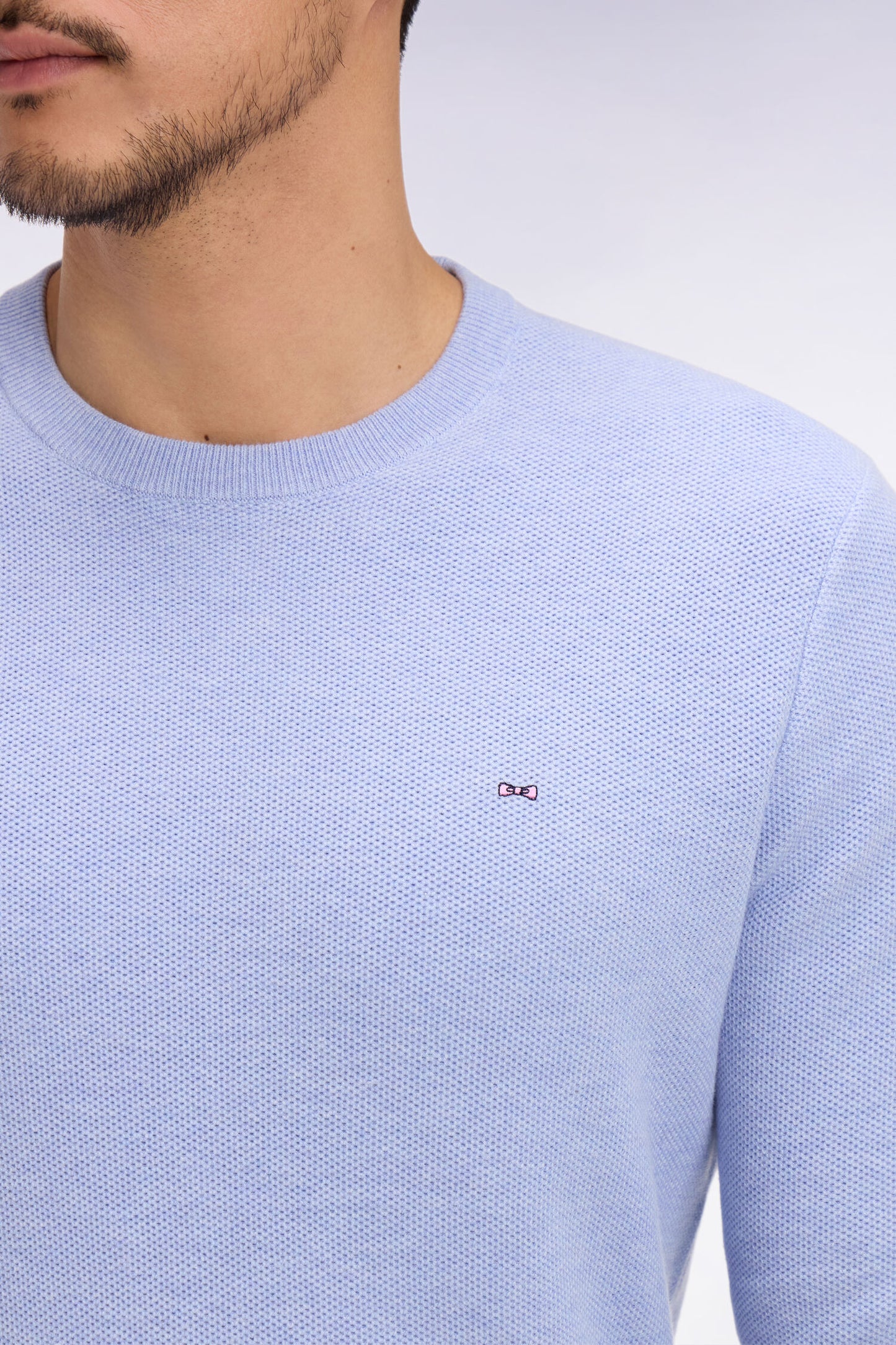 Sky cotton round-neck sweater