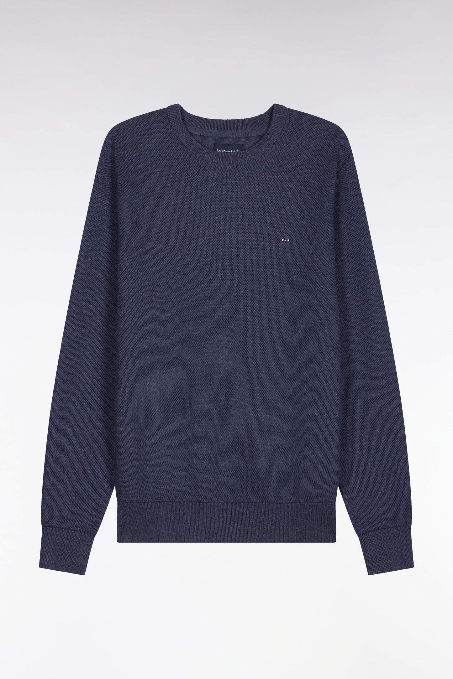 Pull col rond en coton bleu foncé
