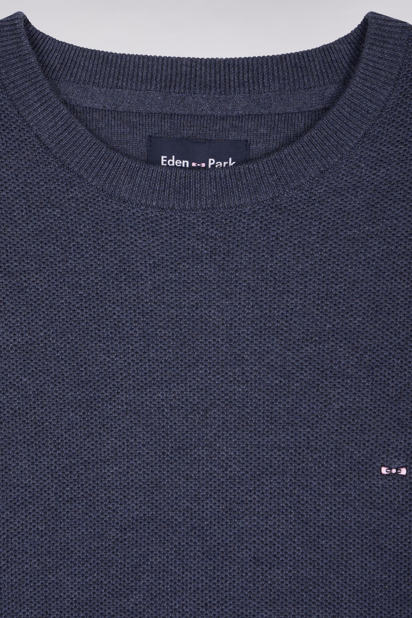 Pull col rond en coton bleu foncé